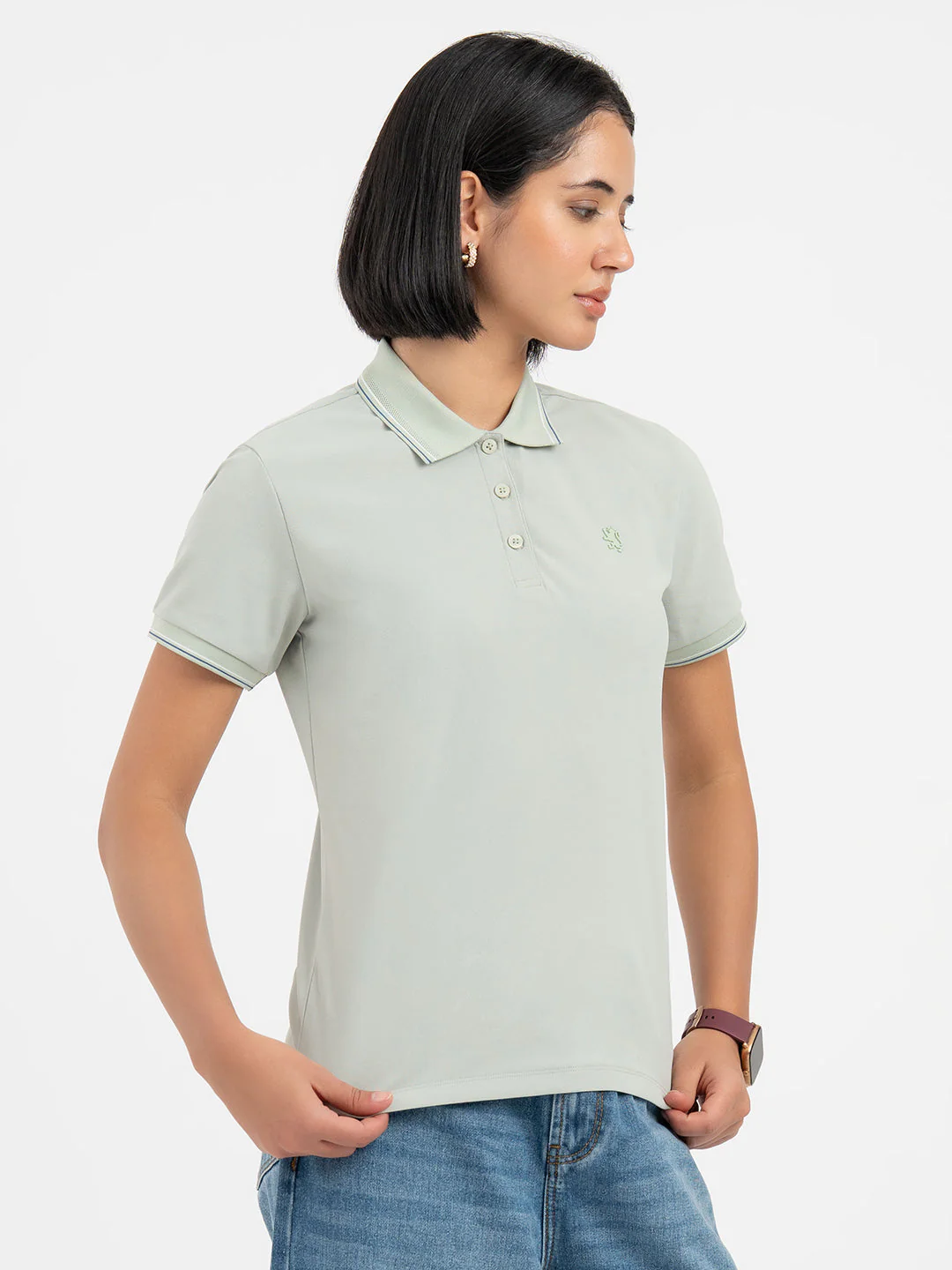 Light Green Polo T-Shirt for Women - Image 6