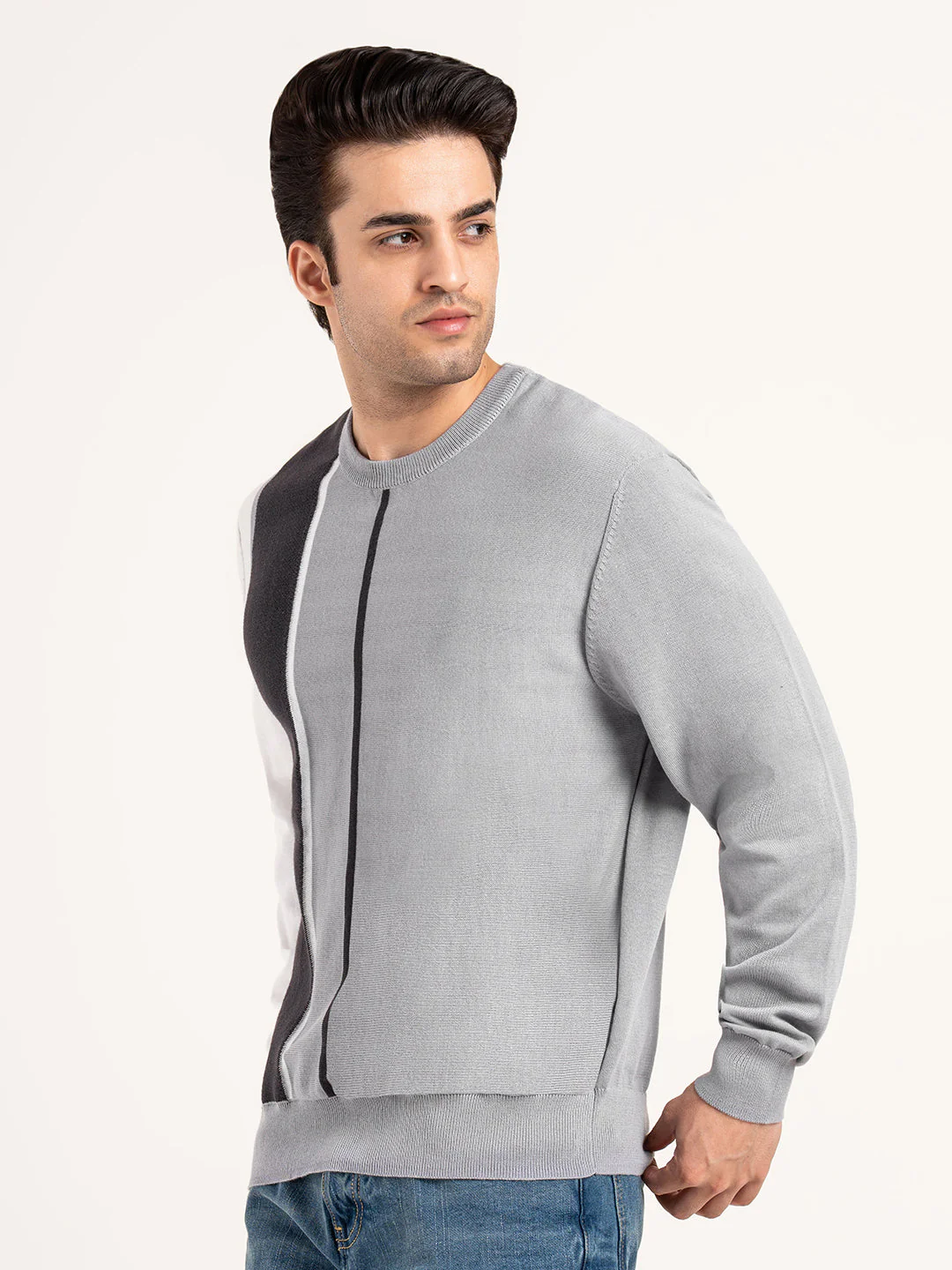 Light Grey Men's Pullover Sweater for Winter - Image 3