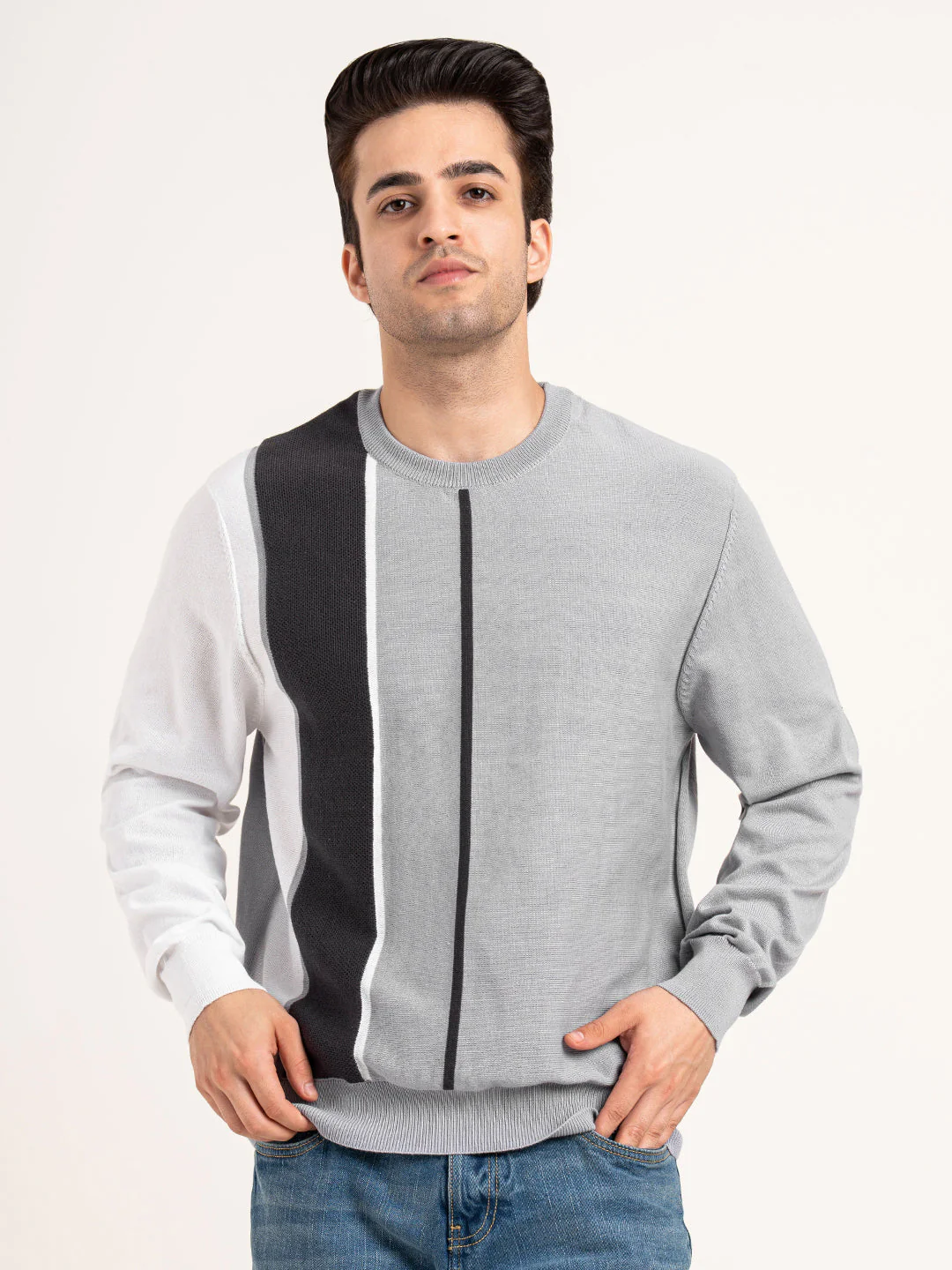 Light Grey Men's Pullover Sweater for Winter - Image 5
