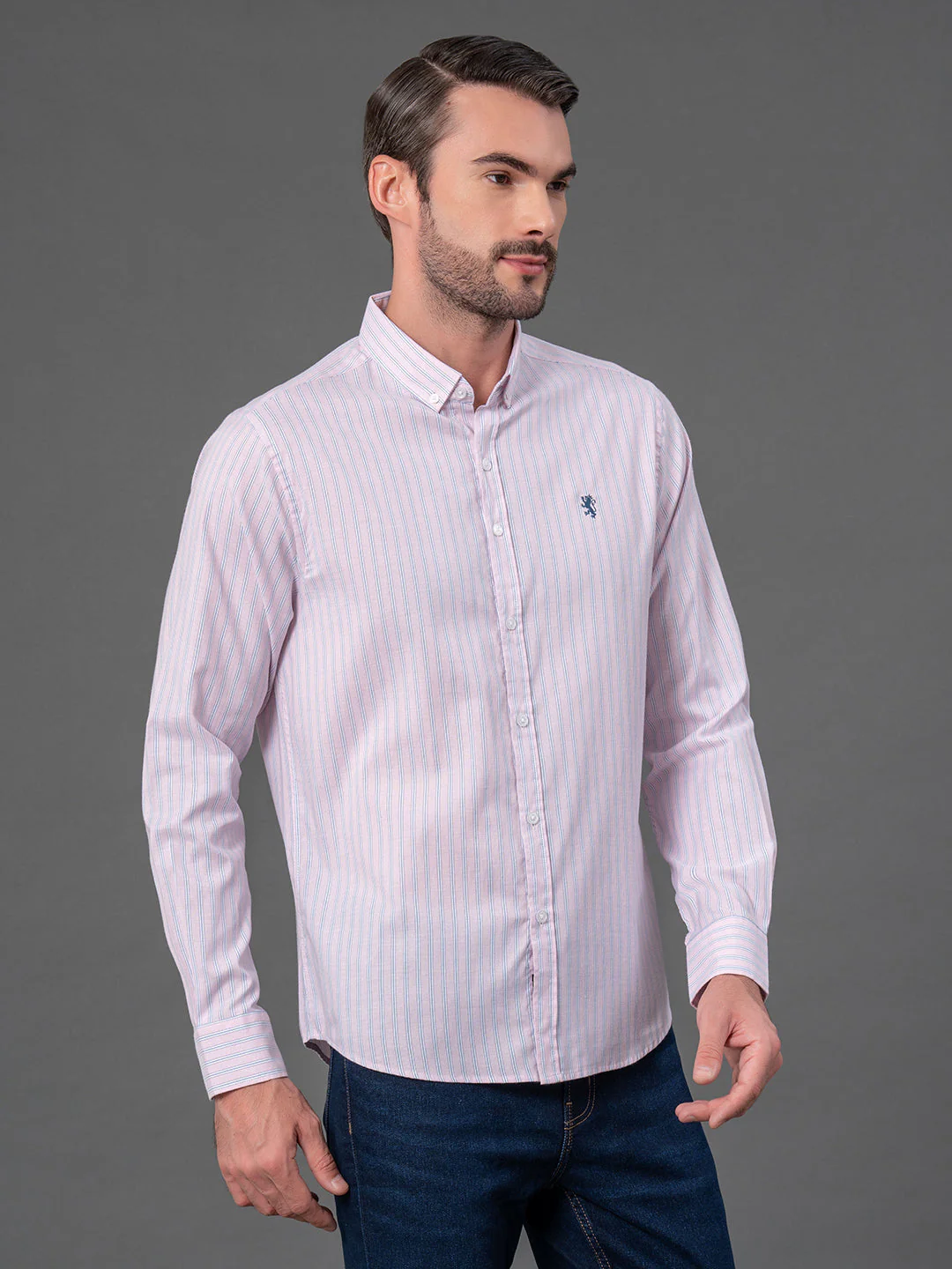 Light Pink Striped Shirt for Men - Image 2