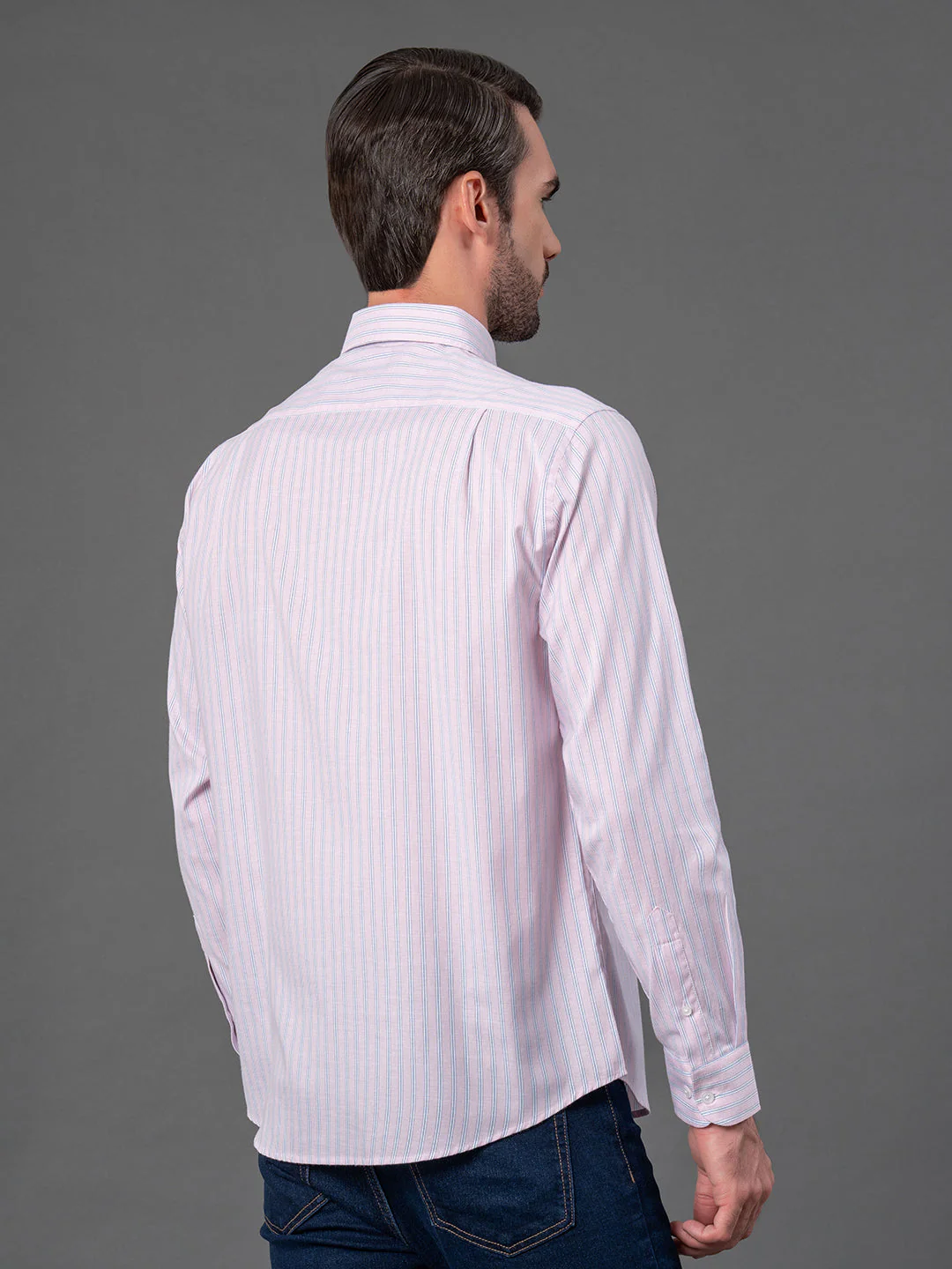 Light Pink Striped Shirt for Men - Image 3