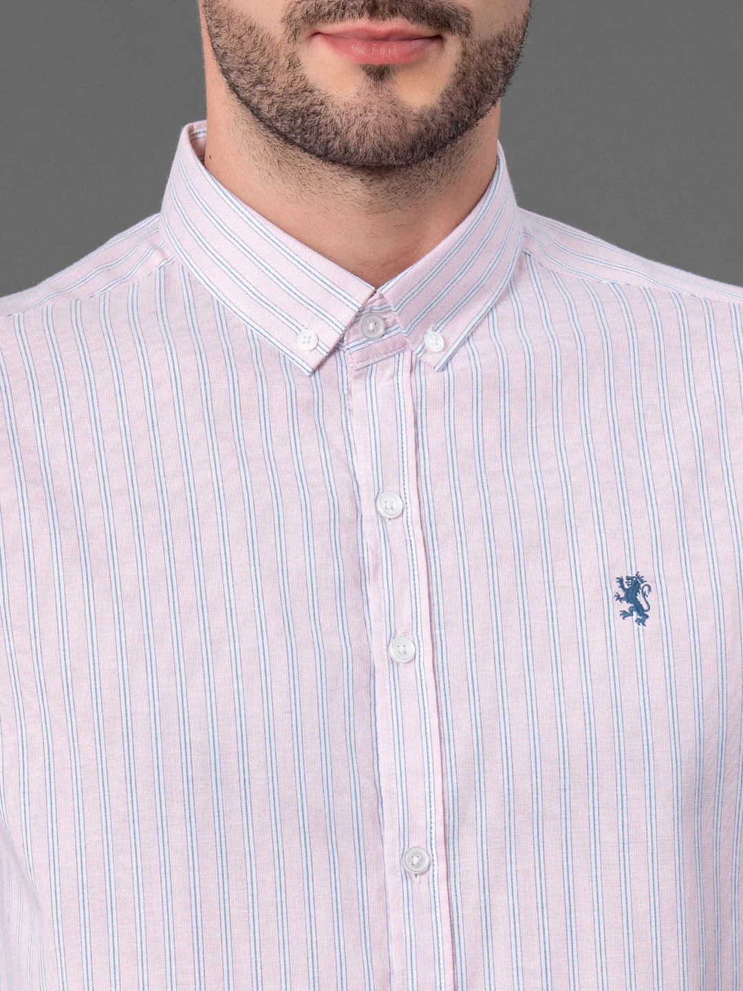 Light Pink Striped Shirt for Men - Image 4