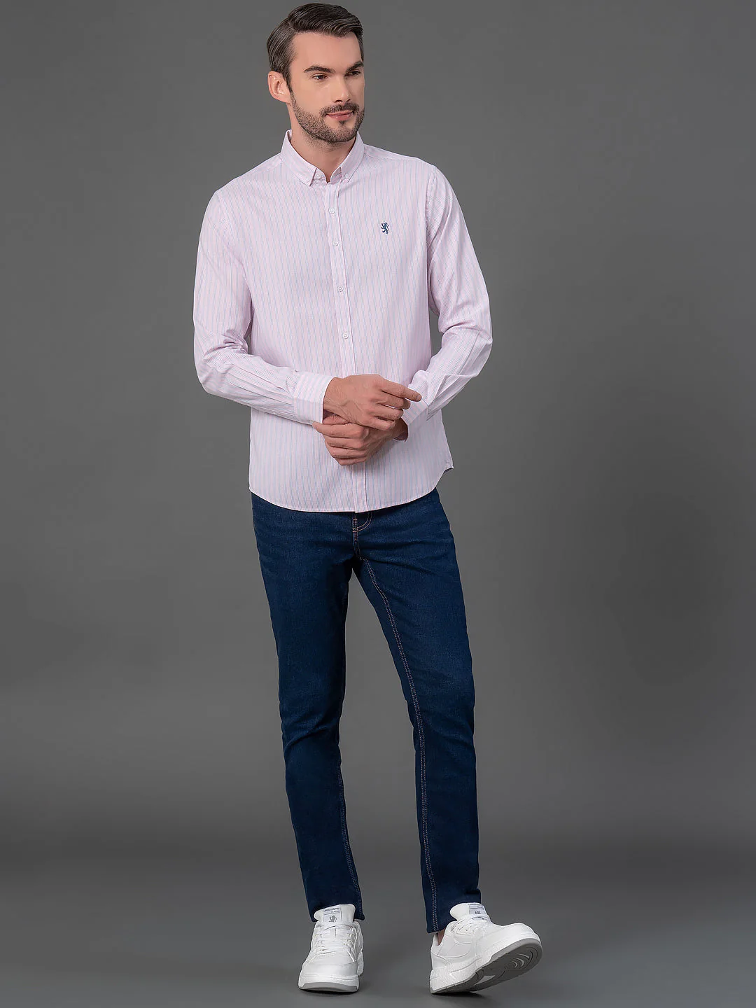 Light Pink Striped Shirt for Men - Image 5