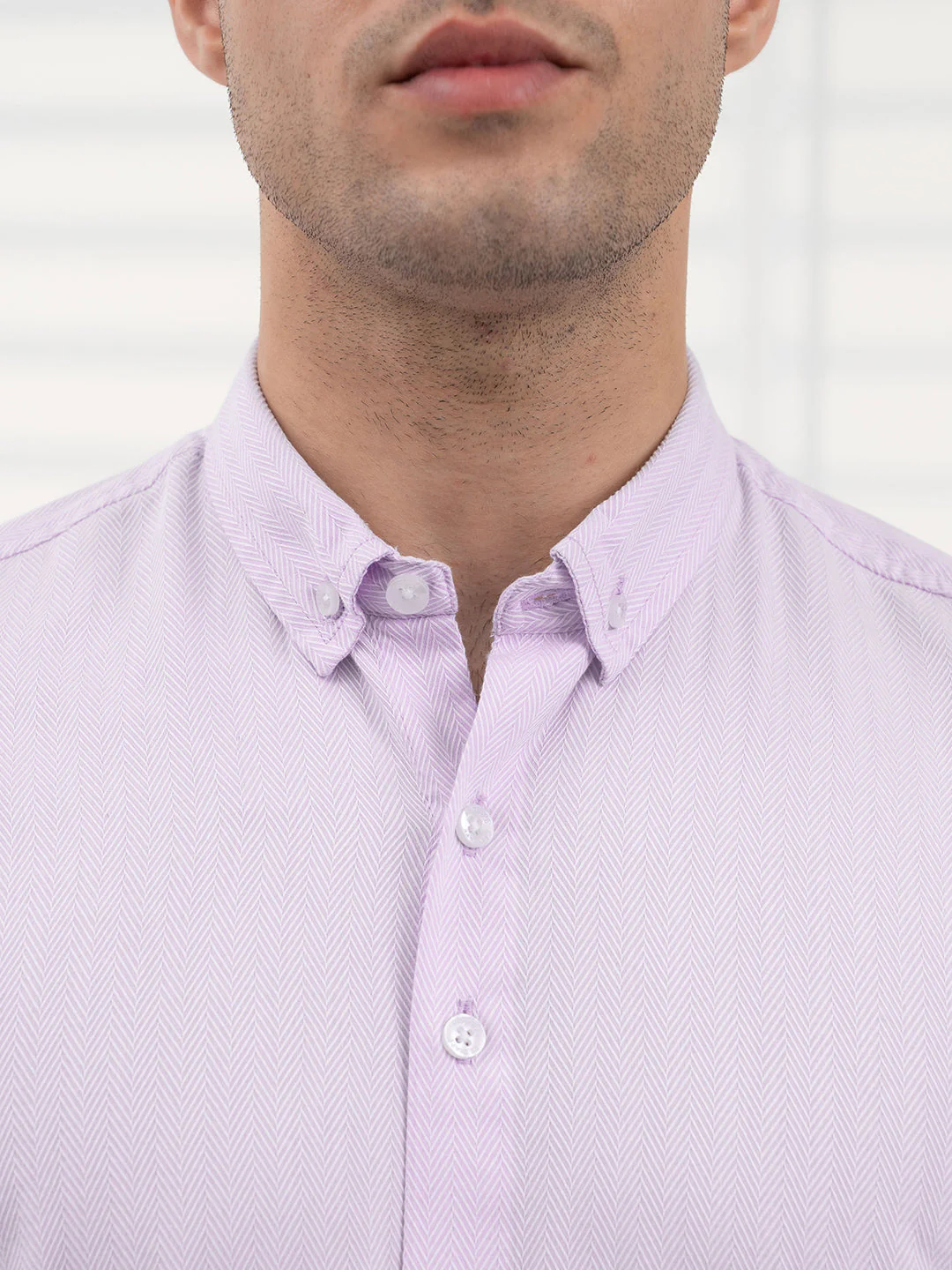 Light Purple Striped Shirt Men | Daily Formal Wear - Image 5