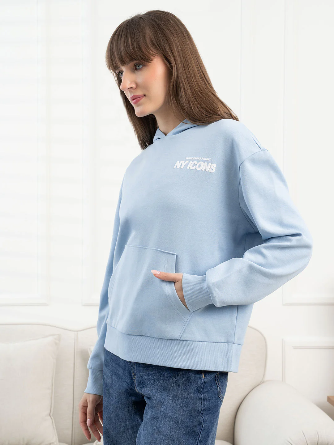Light Blue Hoodie for Women - Image 2