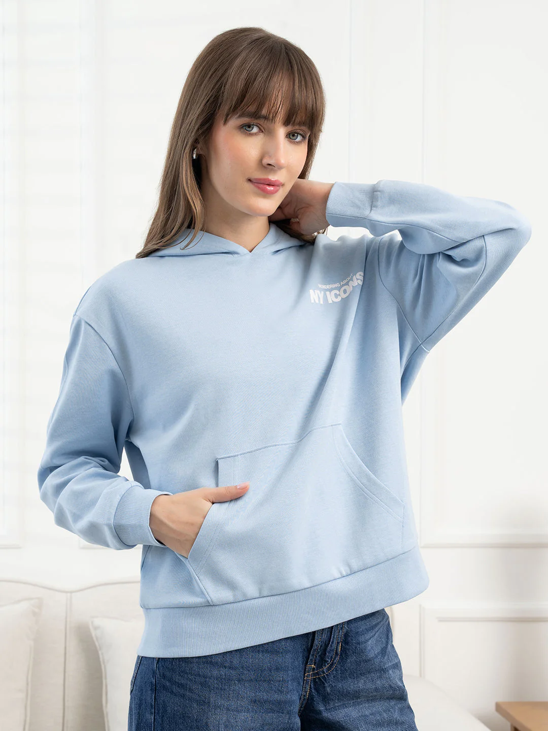 Light Blue Hoodie for Women - Image 3