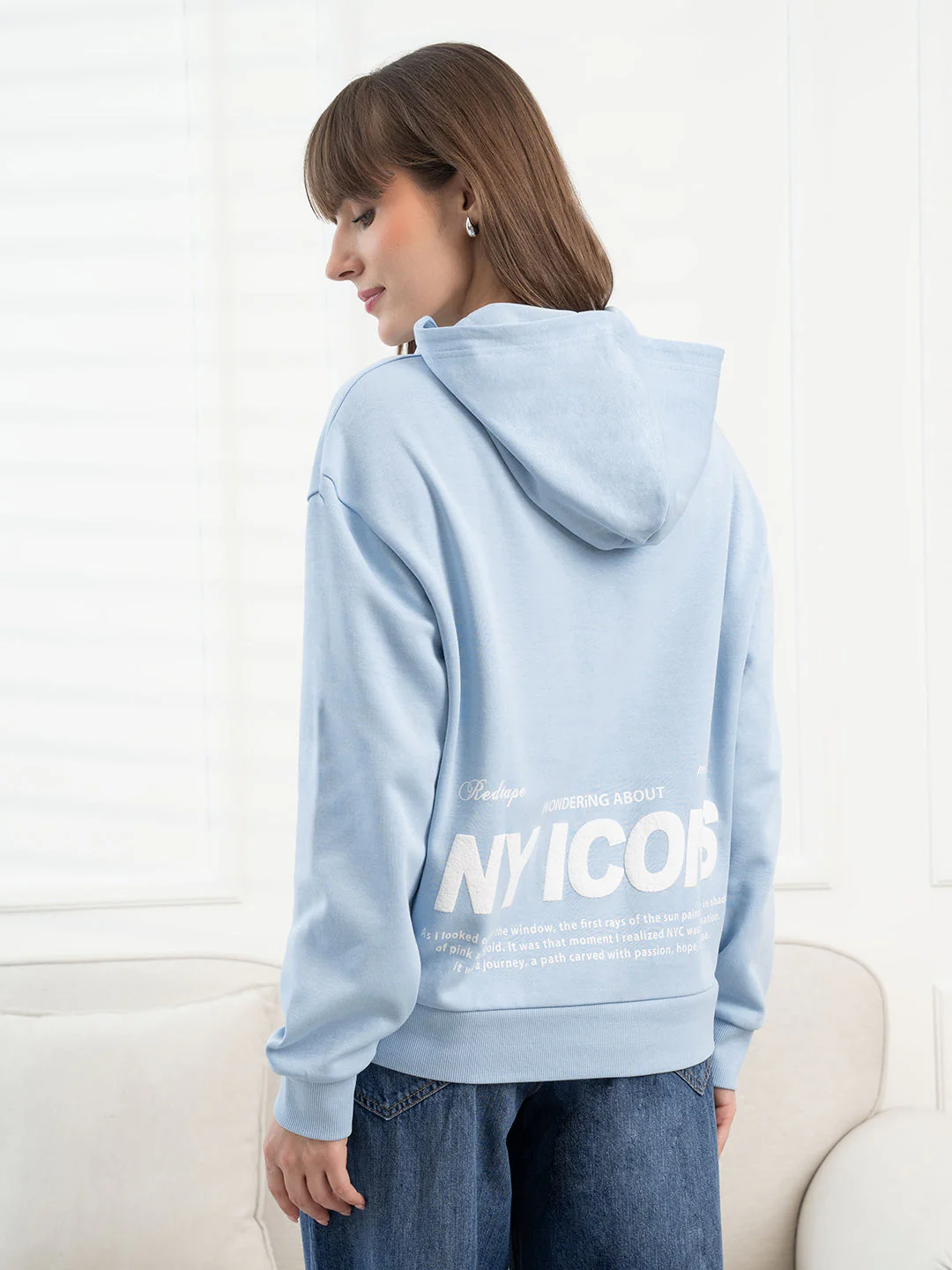Light Blue Hoodie for Women - Image 4