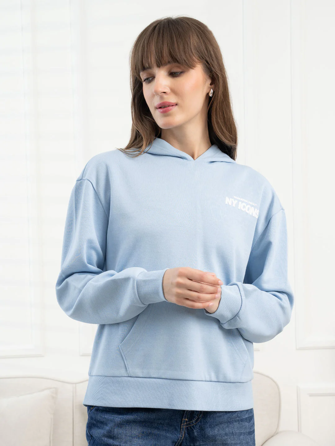 Light Blue Hoodie for Women - Image 7