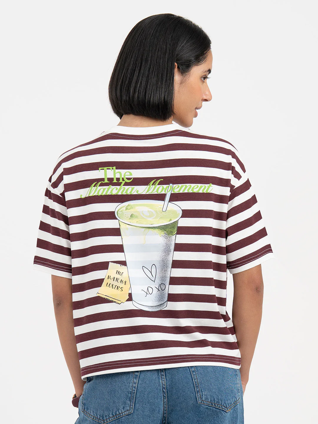 Maroon and White T-Shirt for Women - Image 3