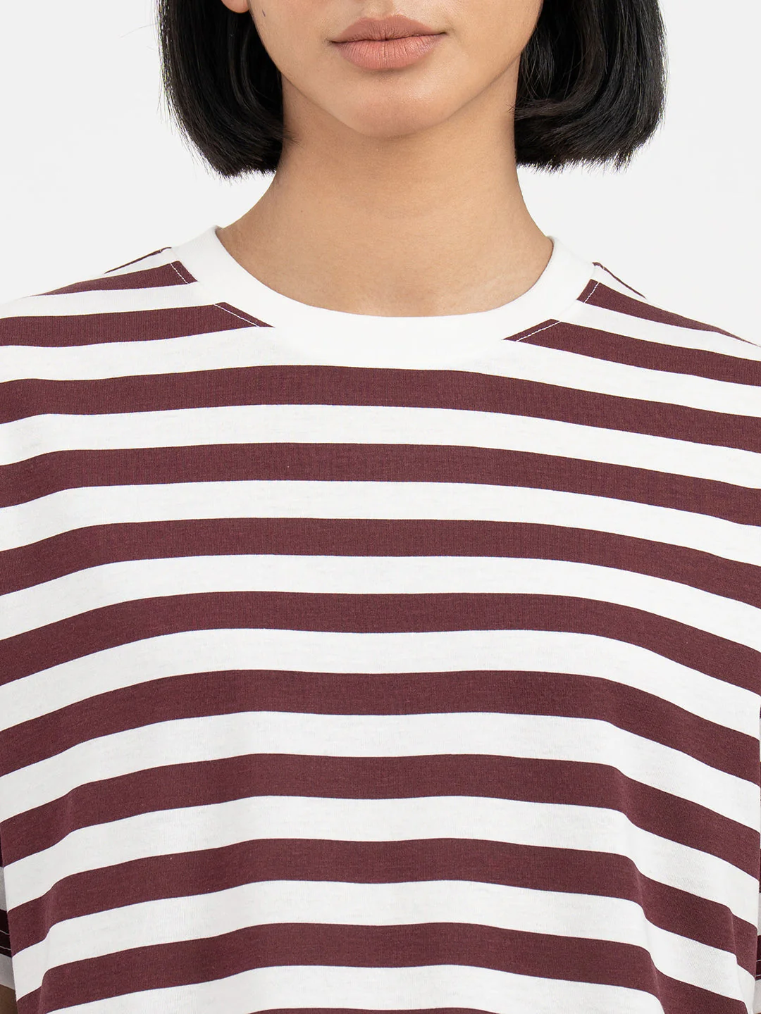 Maroon and White T-Shirt for Women - Image 4