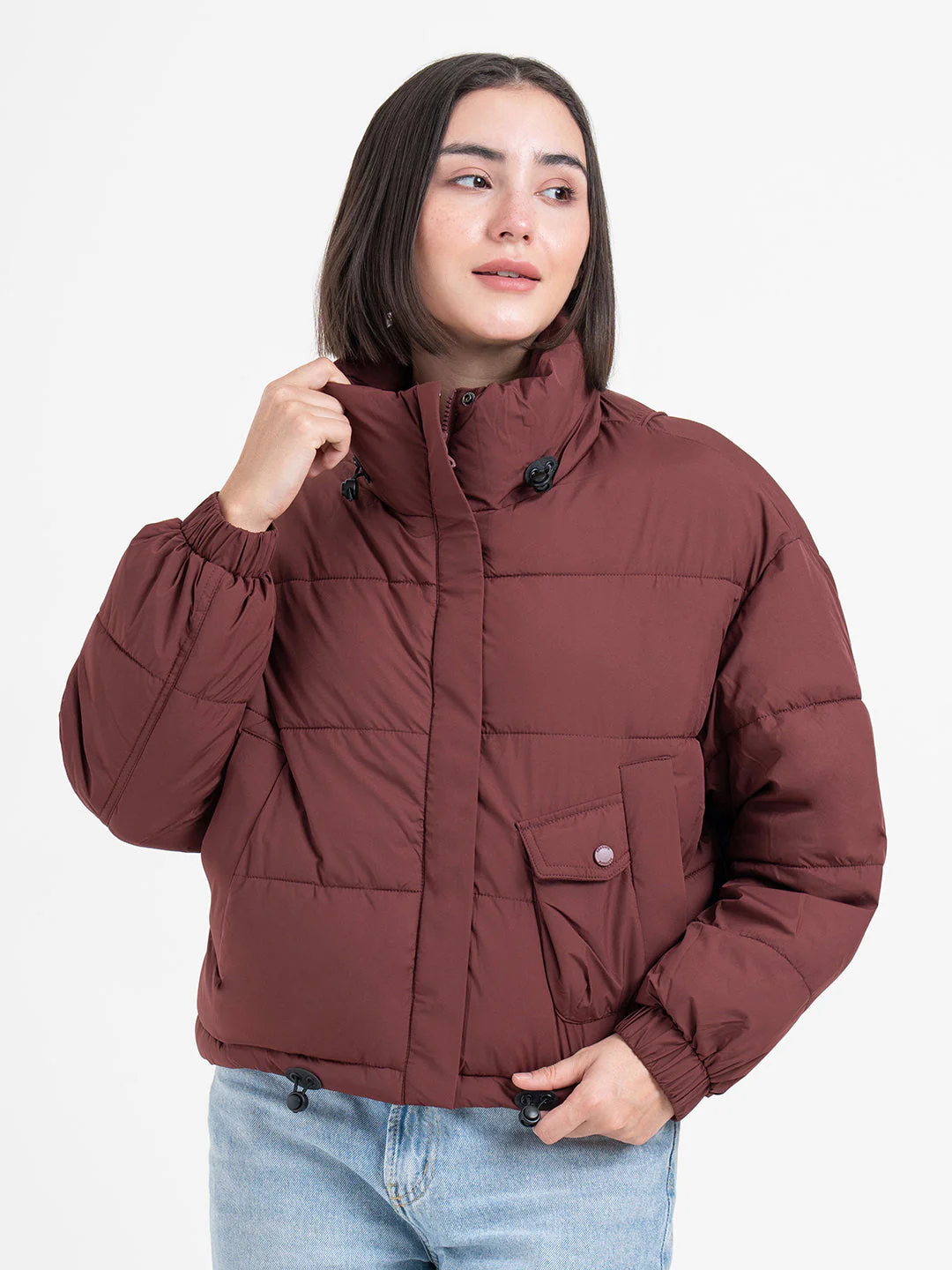 Maroon Bomber Jacket for Women | Stylish Winter Essential - Image 2
