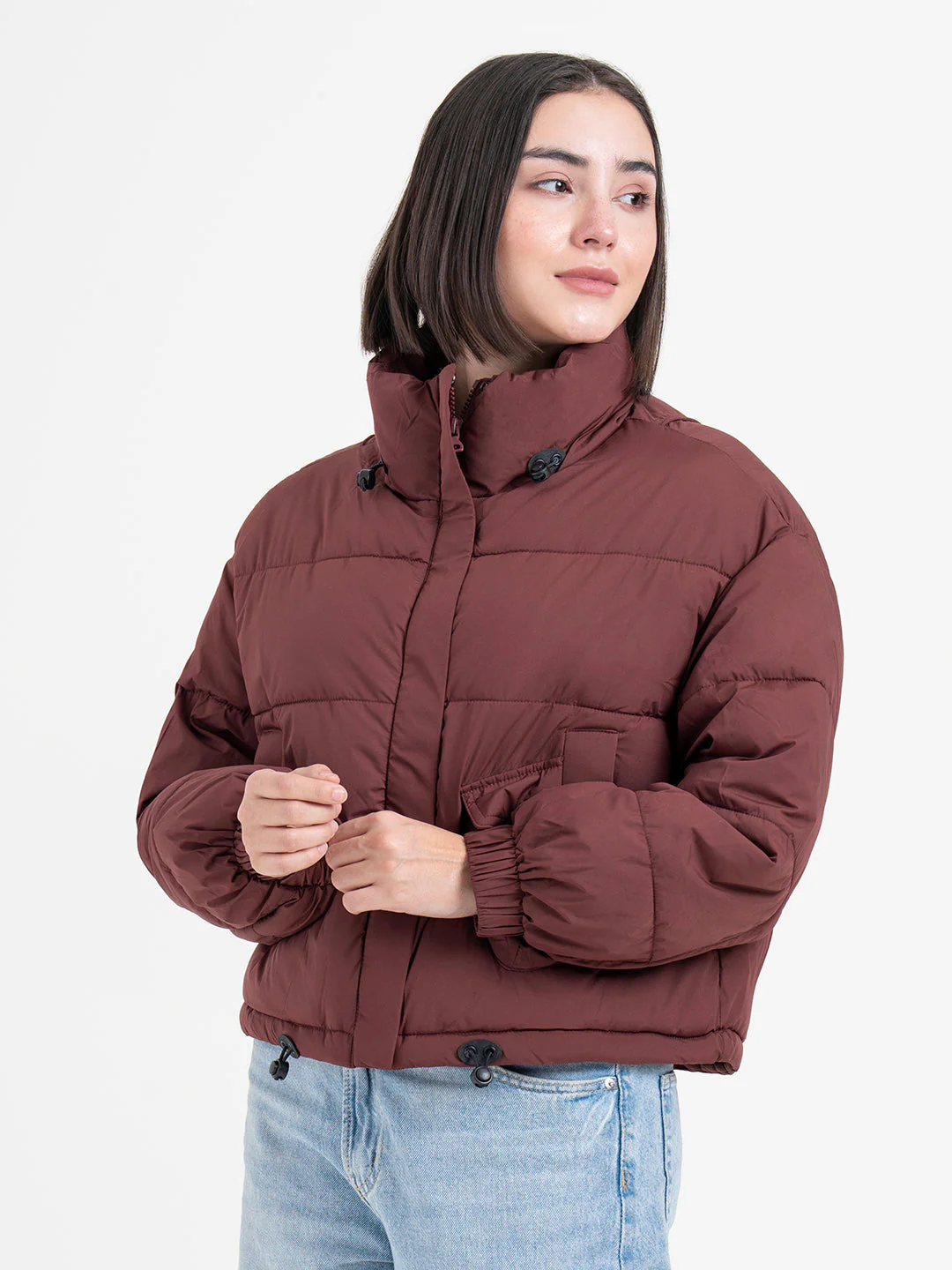 Maroon Bomber Jacket for Women | Stylish Winter Essential - Image 3