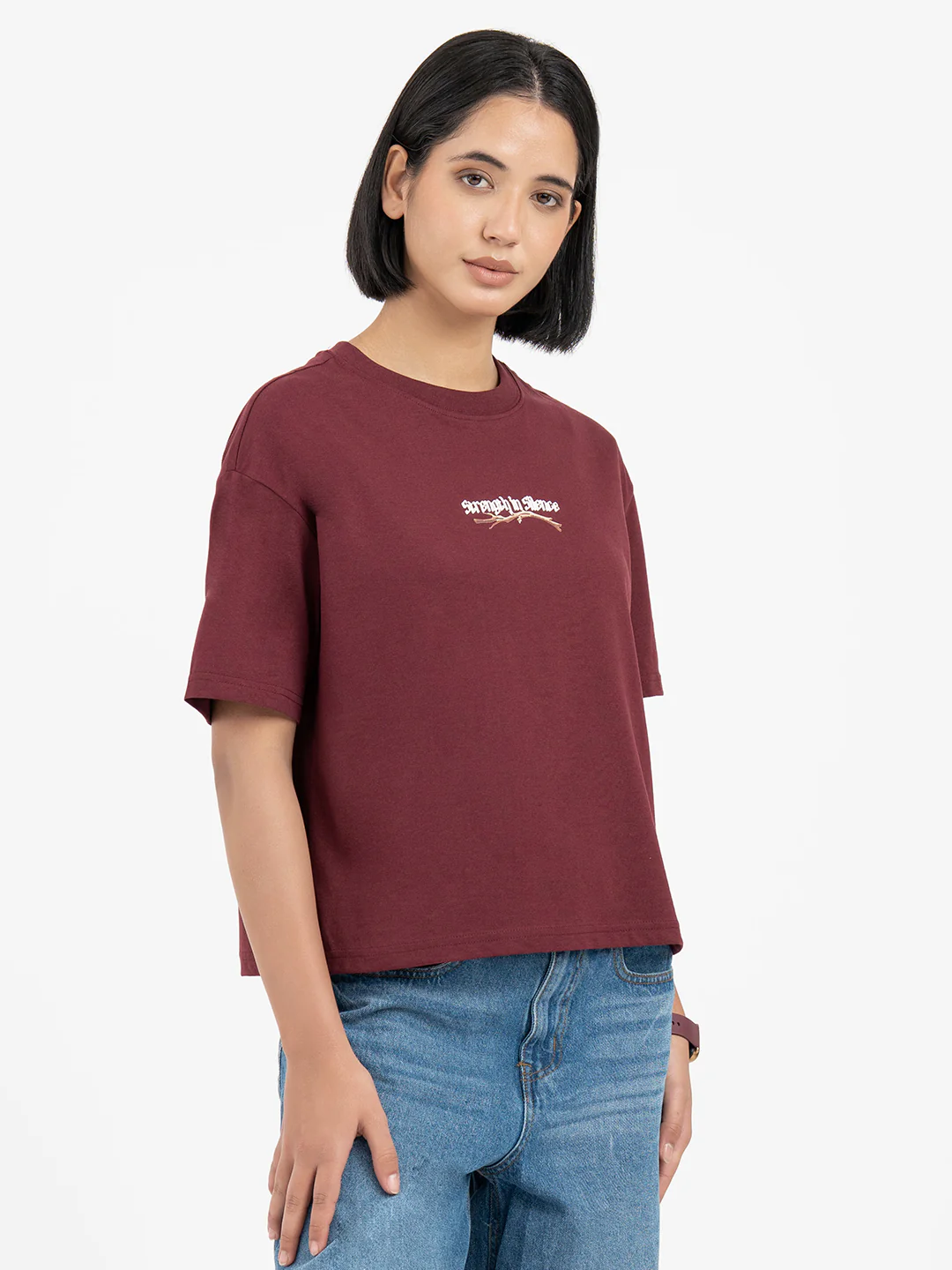 Maroon T-Shirt for Women - Image 7