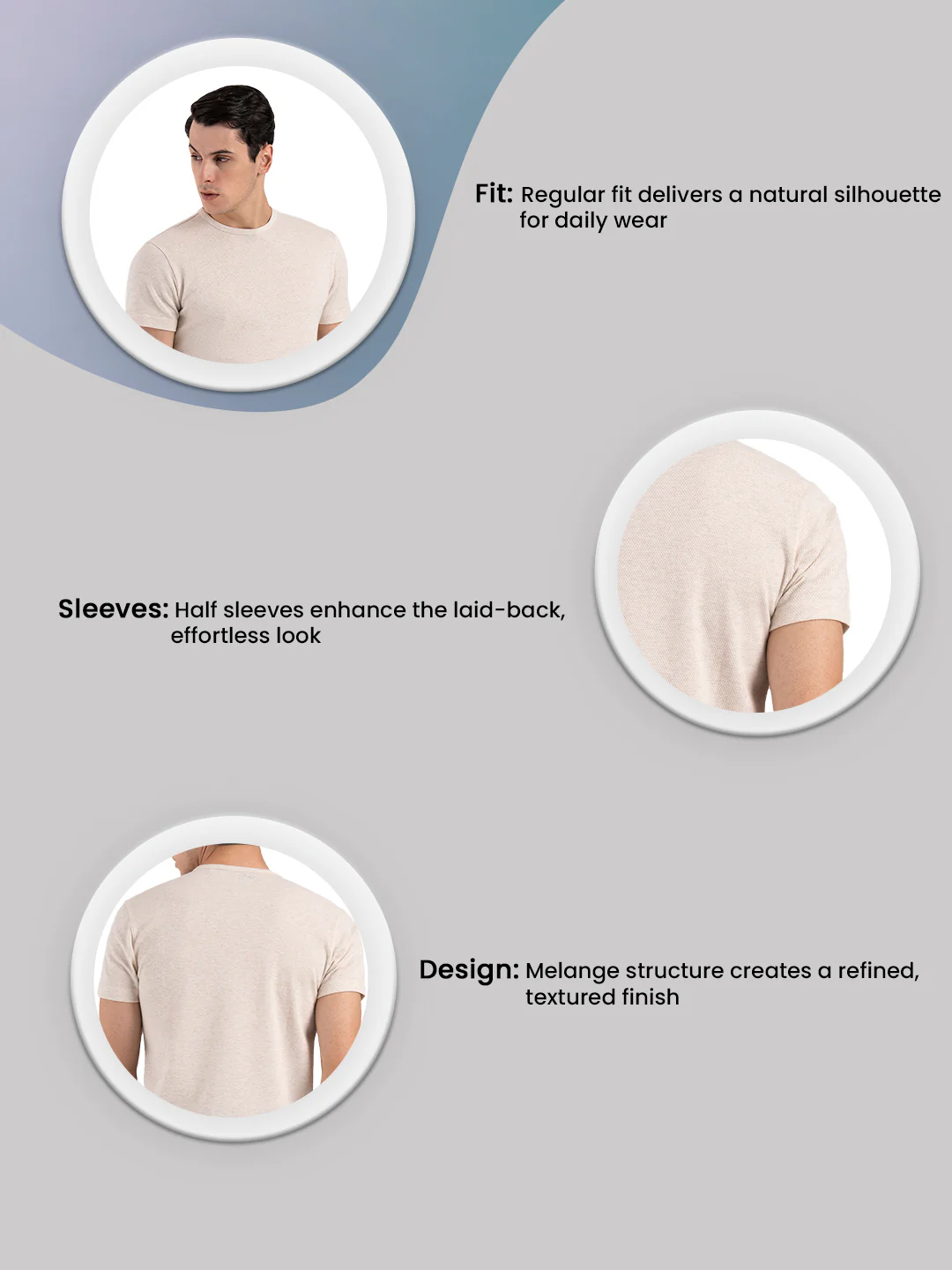 Melange Round Neck T-Shirt for Men - Image 3