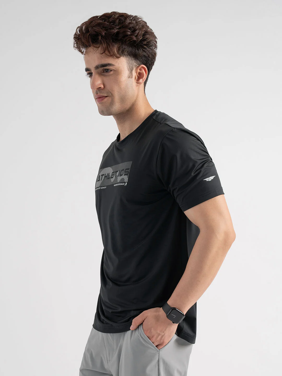 Men's Activewear Graphic Black T-Shirt - Image 2
