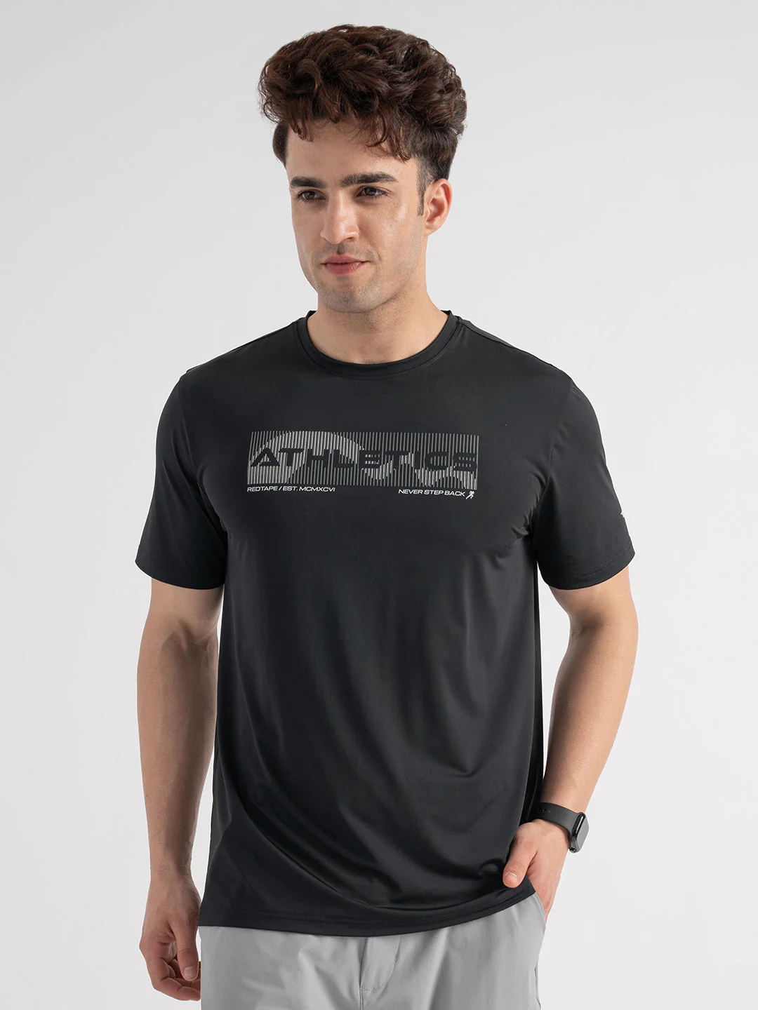 Men's Activewear Graphic Black T-Shirt - Image 6