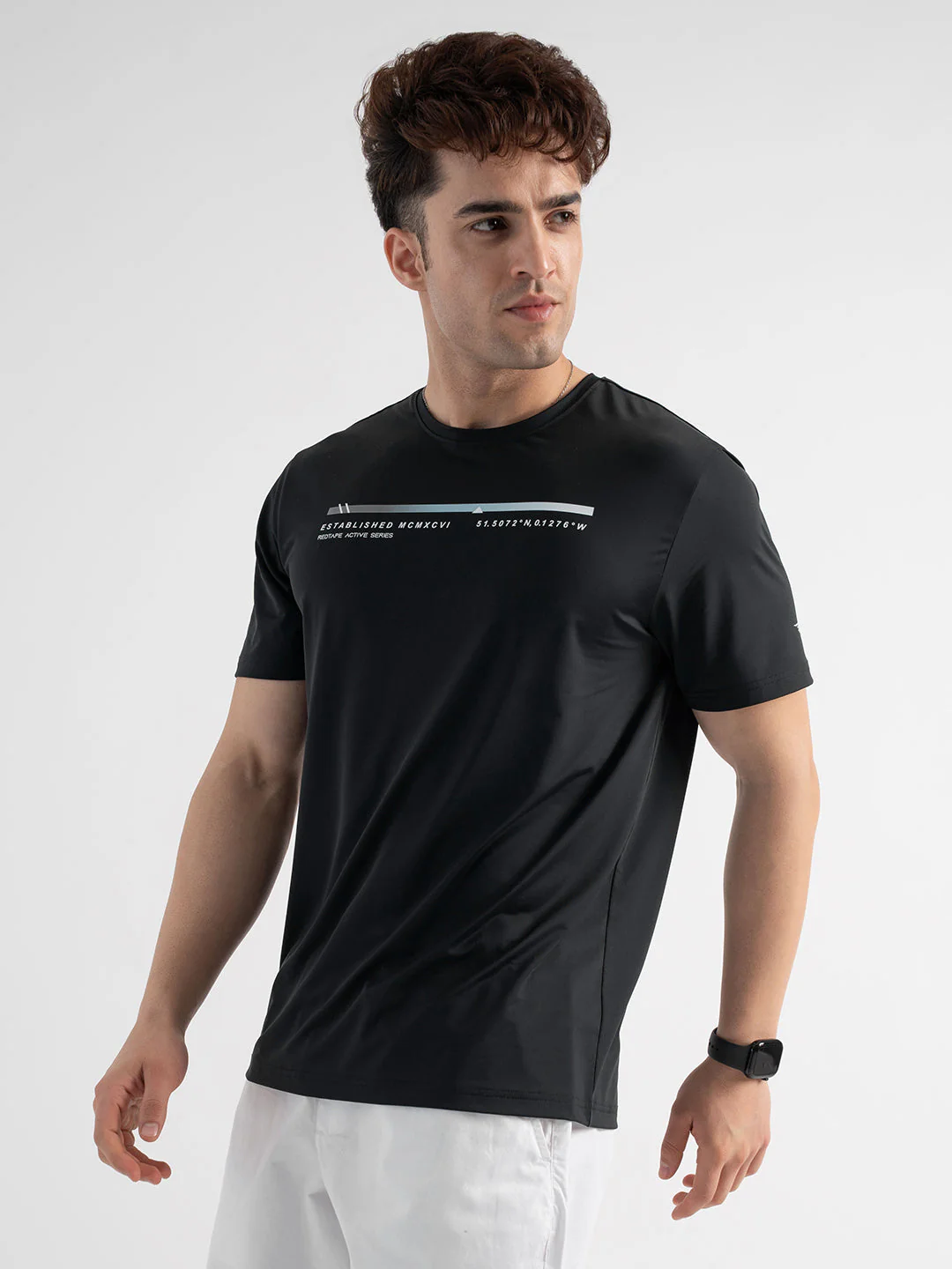 Men's Activewear Graphic Black T-Shirt - Image 2