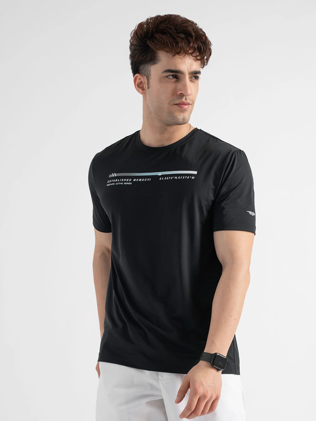 Men's Activewear Graphic Black T-Shirt - Image 6