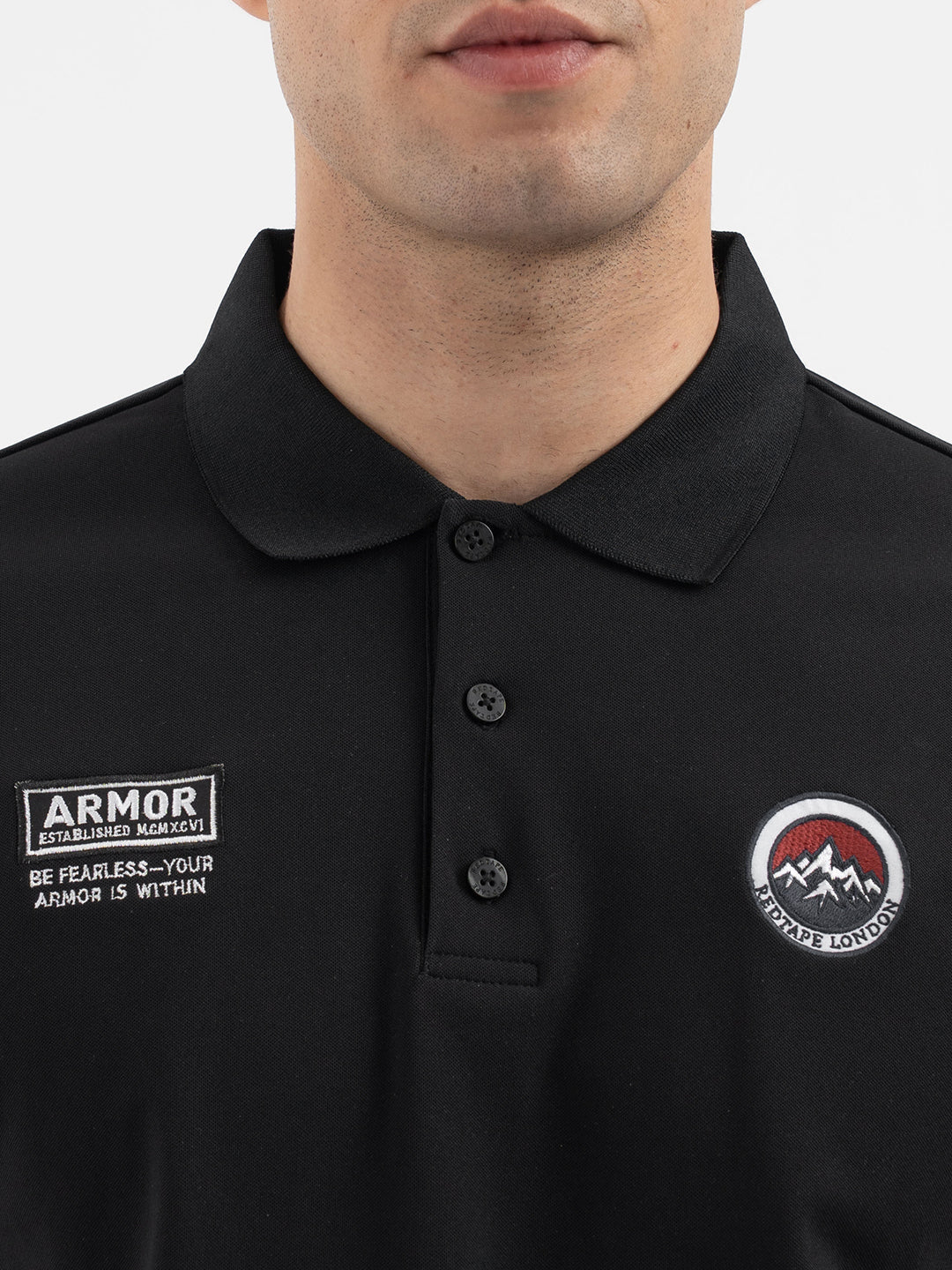 Red Tape Menâ€™s Black Polo T-Shirt - Image 4