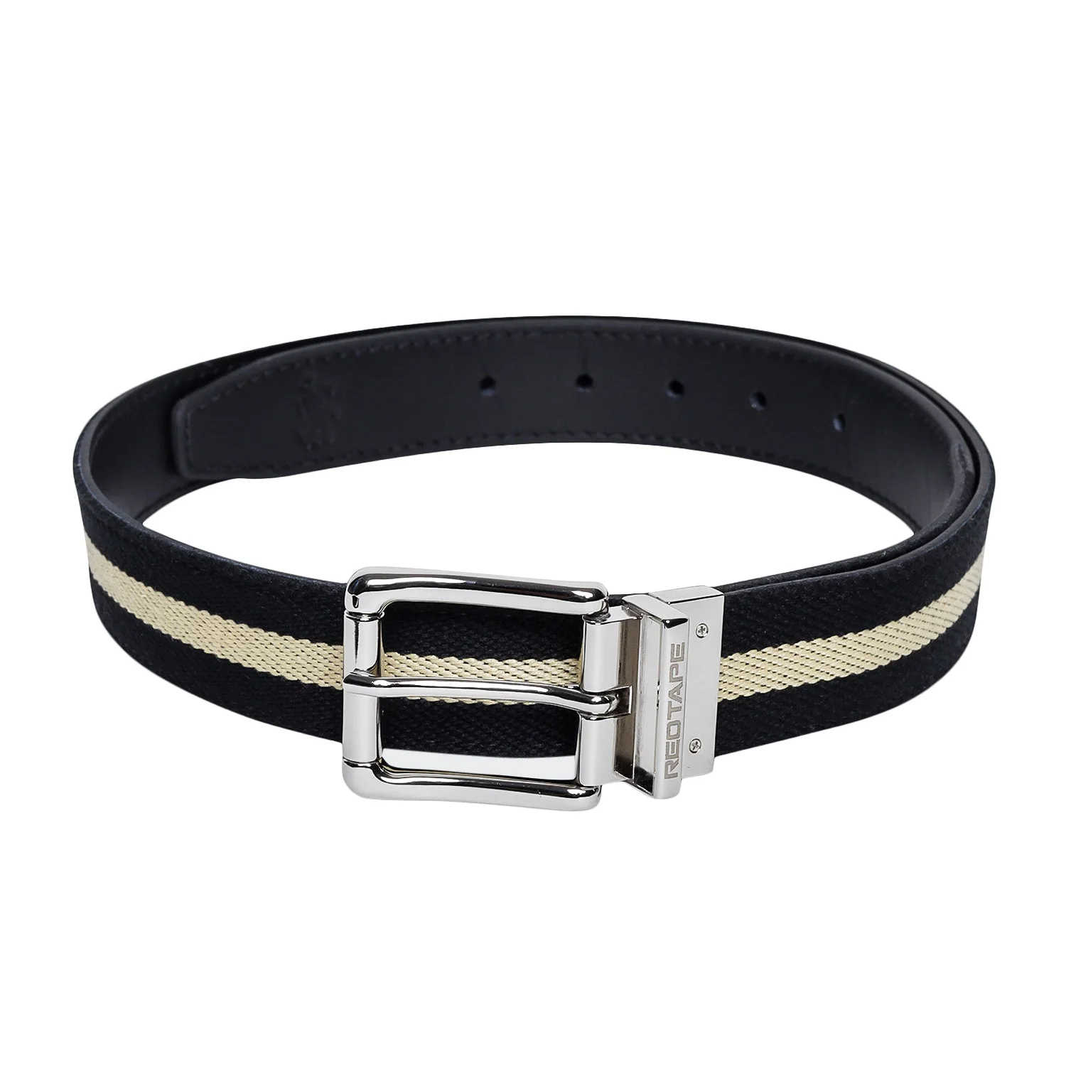 Men Black Stone Leather Belt - Image 2