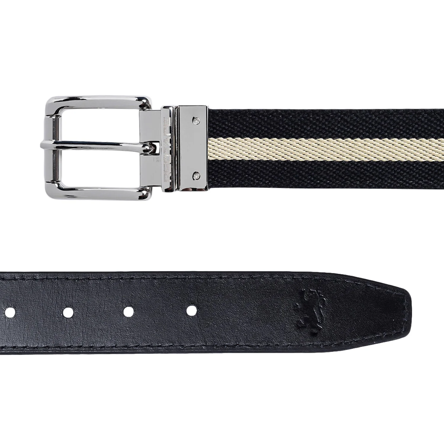 Men Black Stone Leather Belt - Image 3