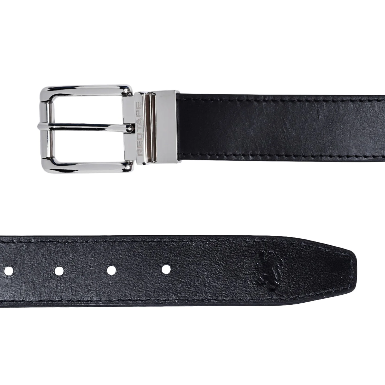Men Black Stone Leather Belt - Image 4