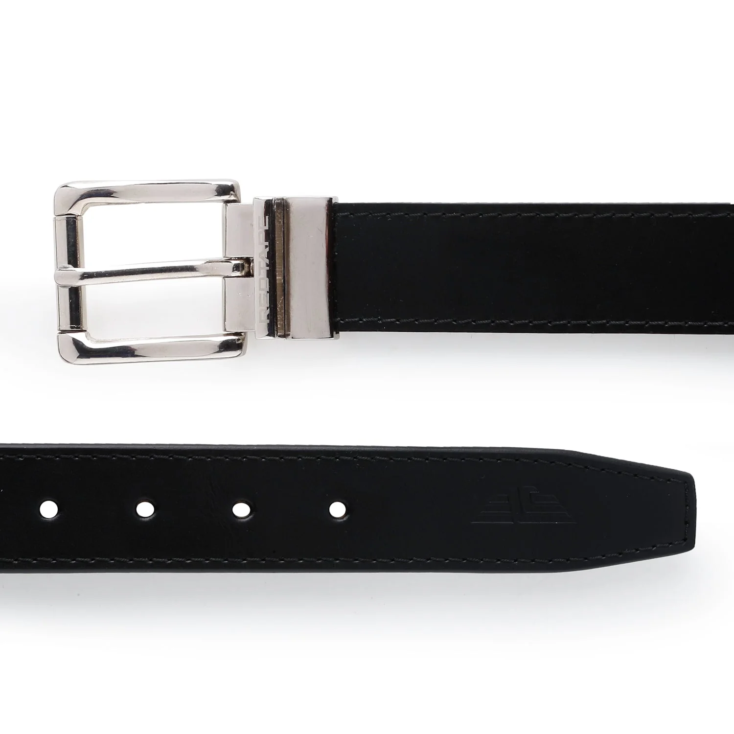 Men Black Stone Leather Reversible Belt - Image 4