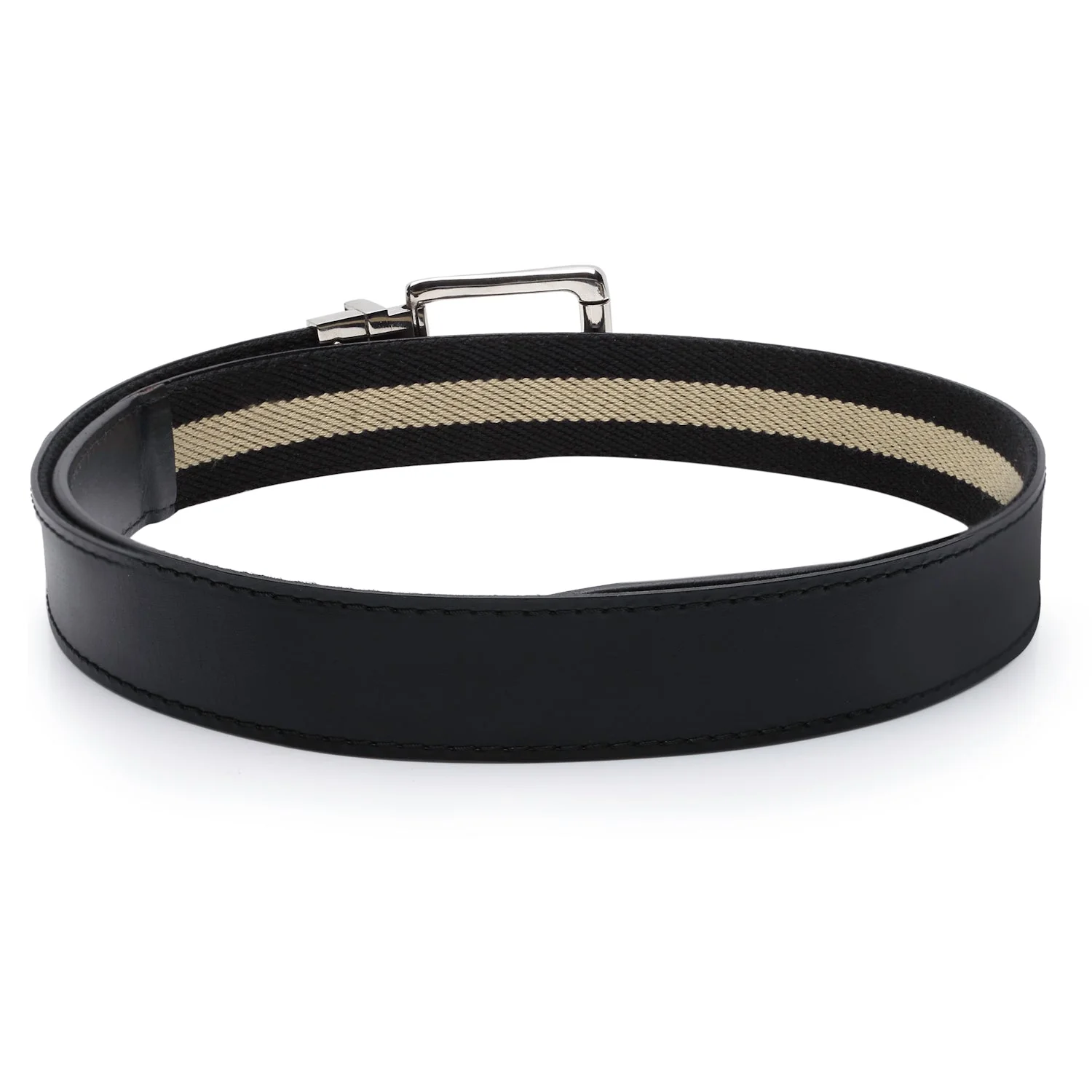 Men Black Stone Leather Reversible Belt - Image 6