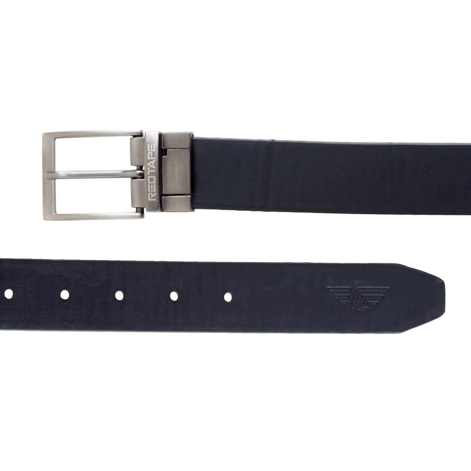 Men Black Tan PU Reversible Belt - Image 5