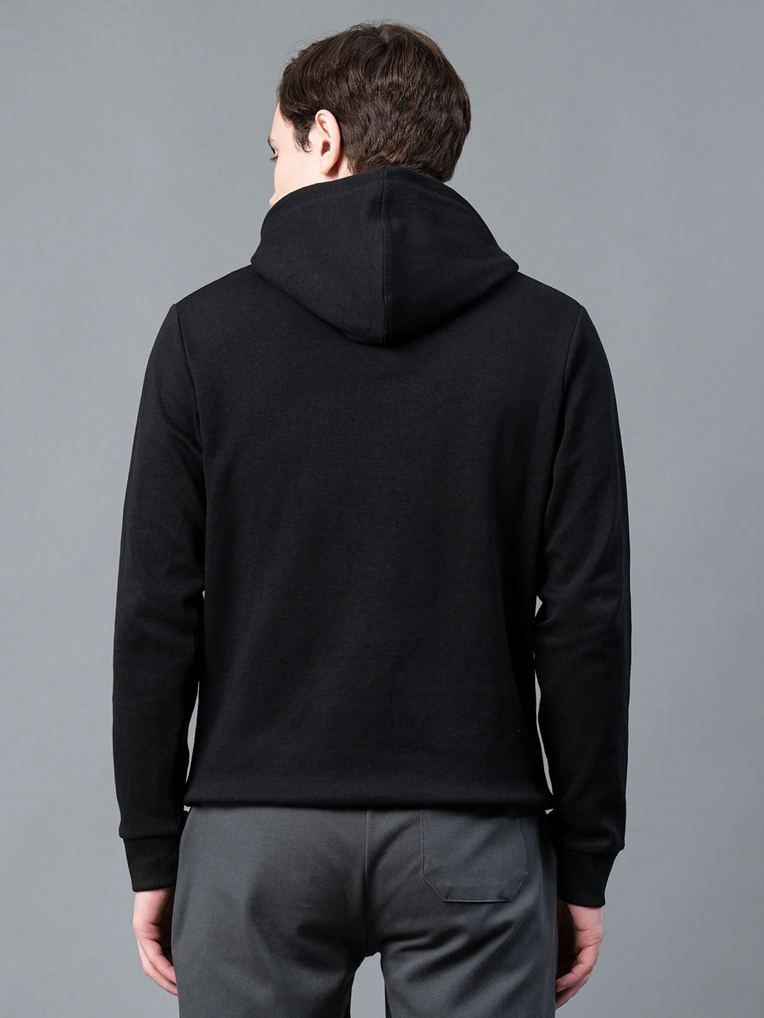 Men Black Graphic Print Hoodie - Image 3