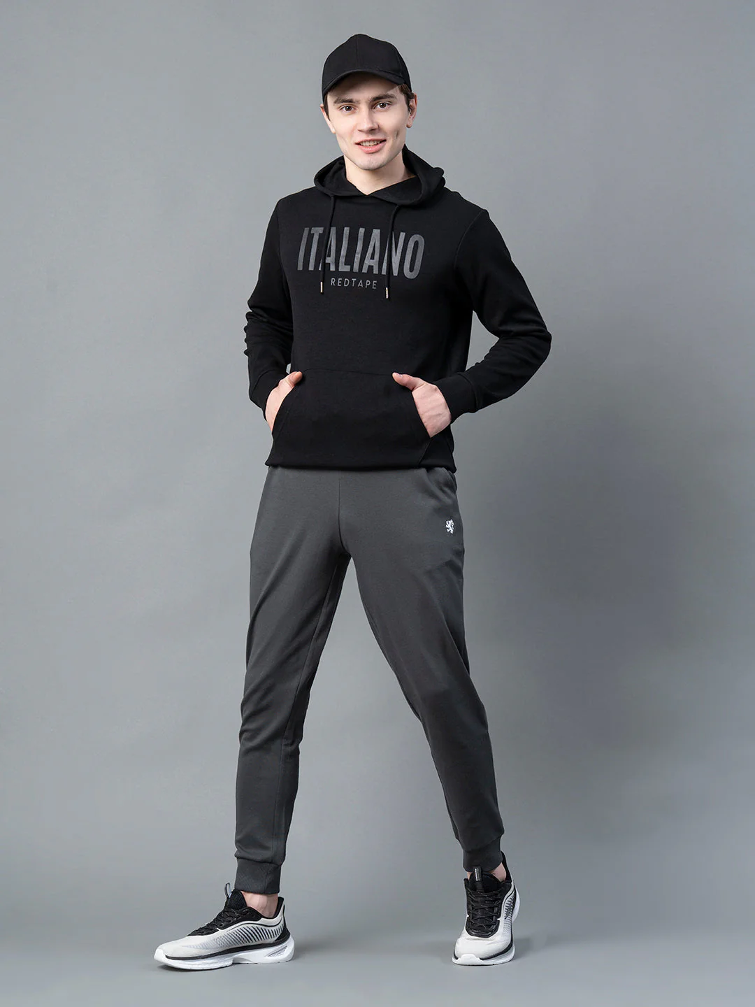 Men Black Graphic Print Hoodie - Image 5
