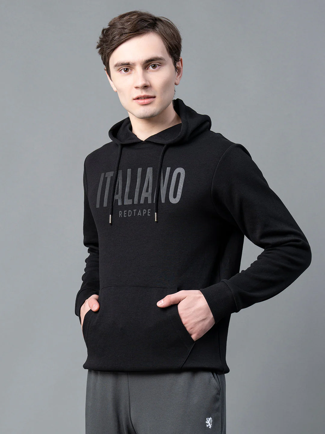 Men Black Graphic Print Hoodie - Image 6