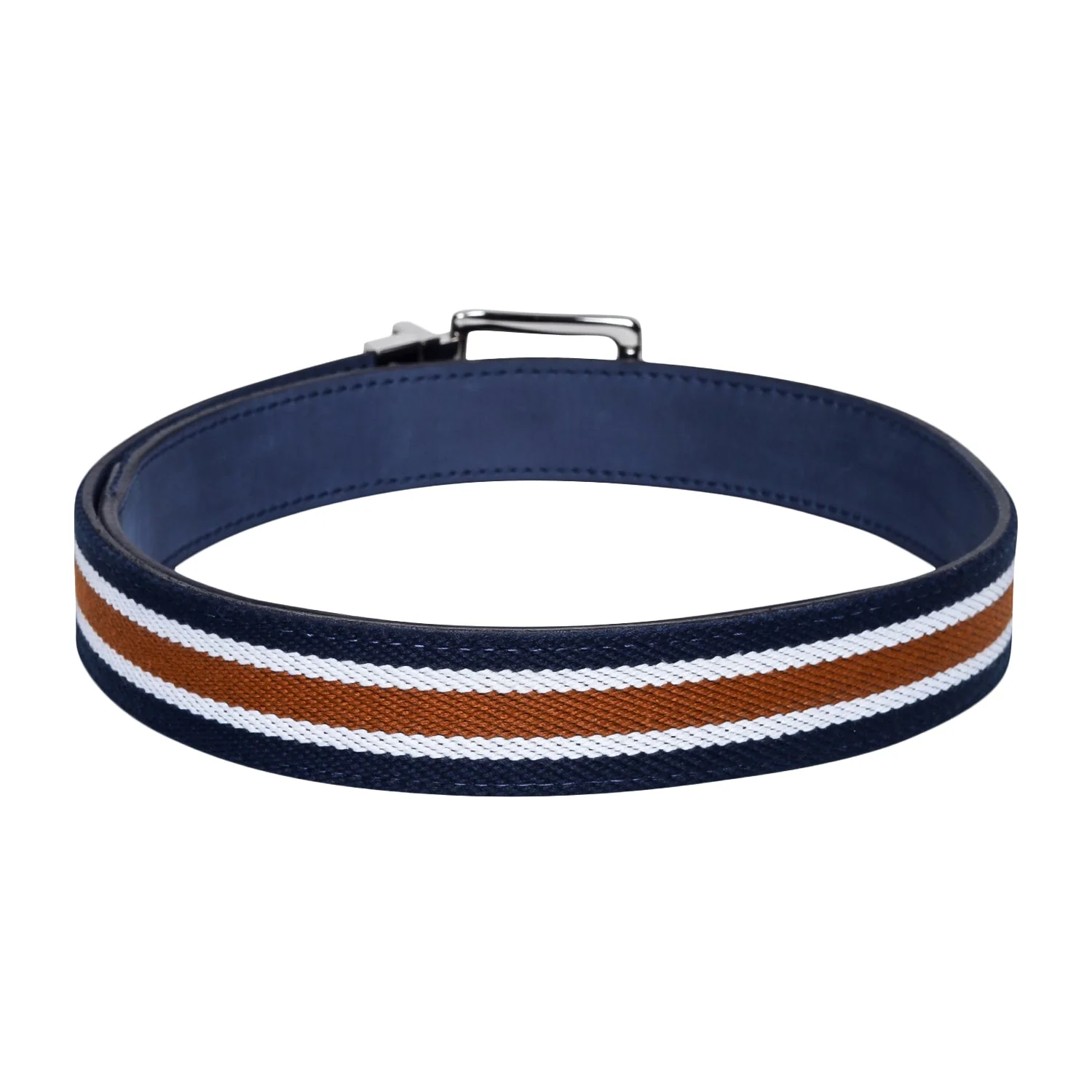 Men Blue And Tan Leather Belt - Image 5