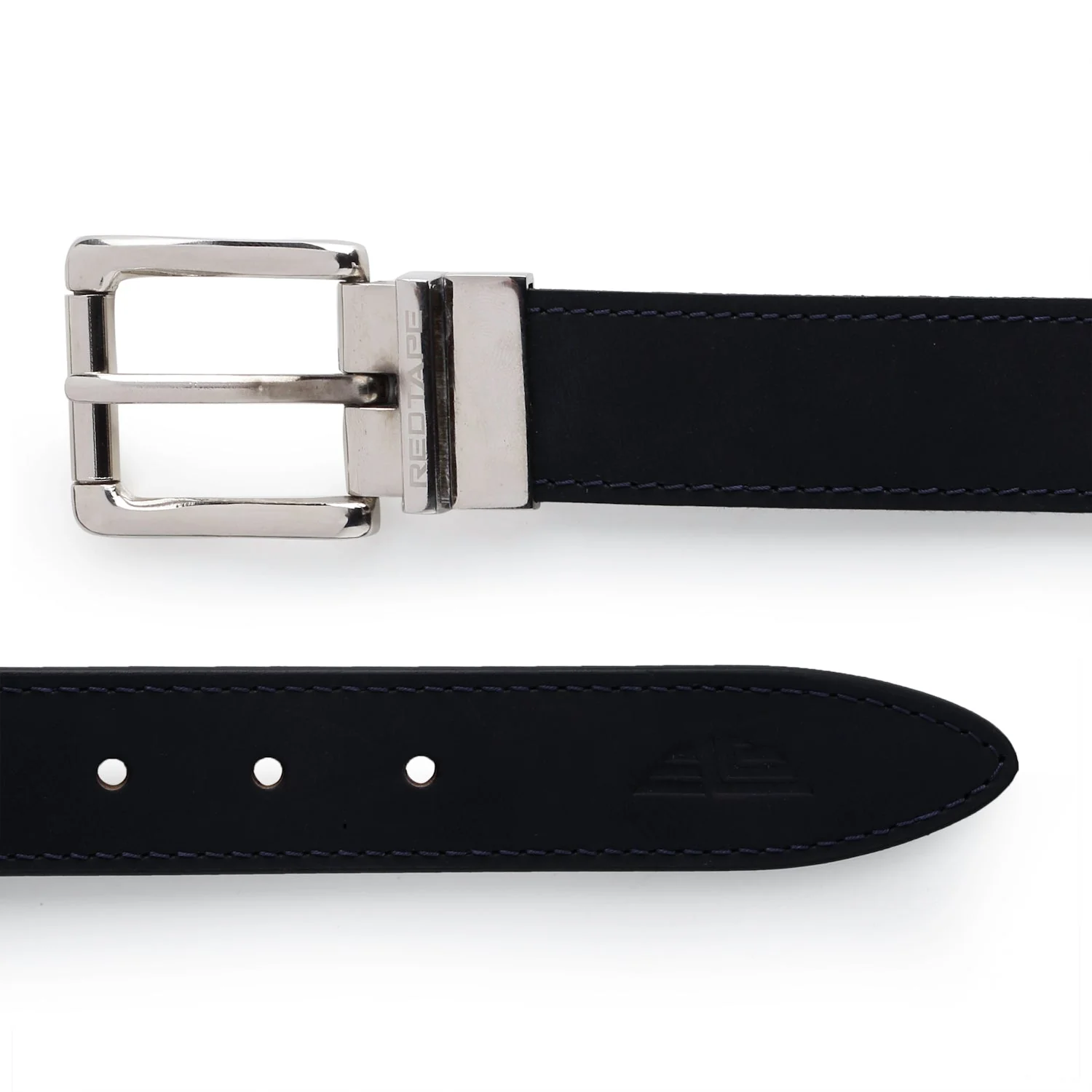 Men Blue Tan Leather Reversible Belt - Image 3