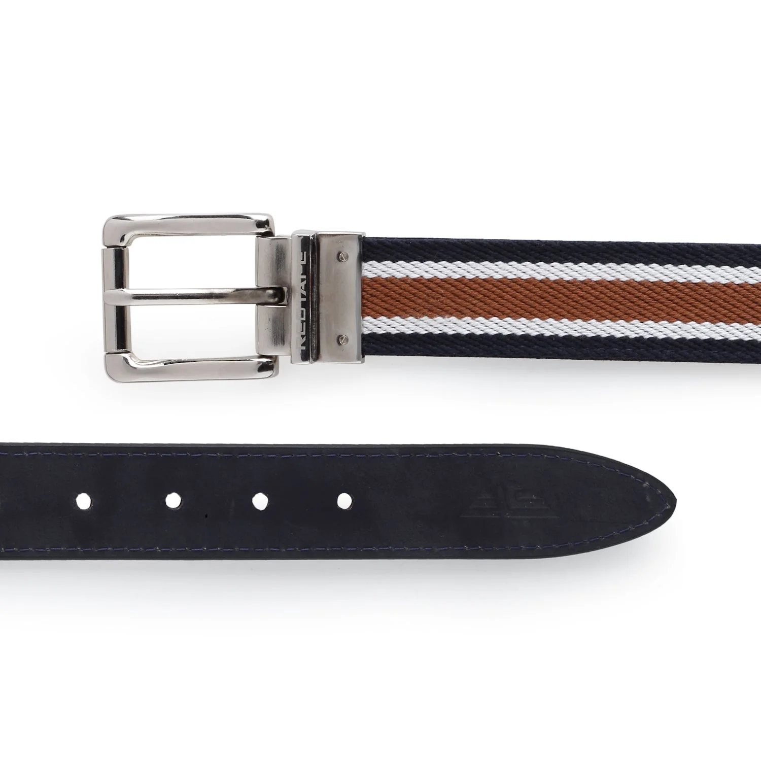 Men Blue Tan Leather Reversible Belt - Image 4