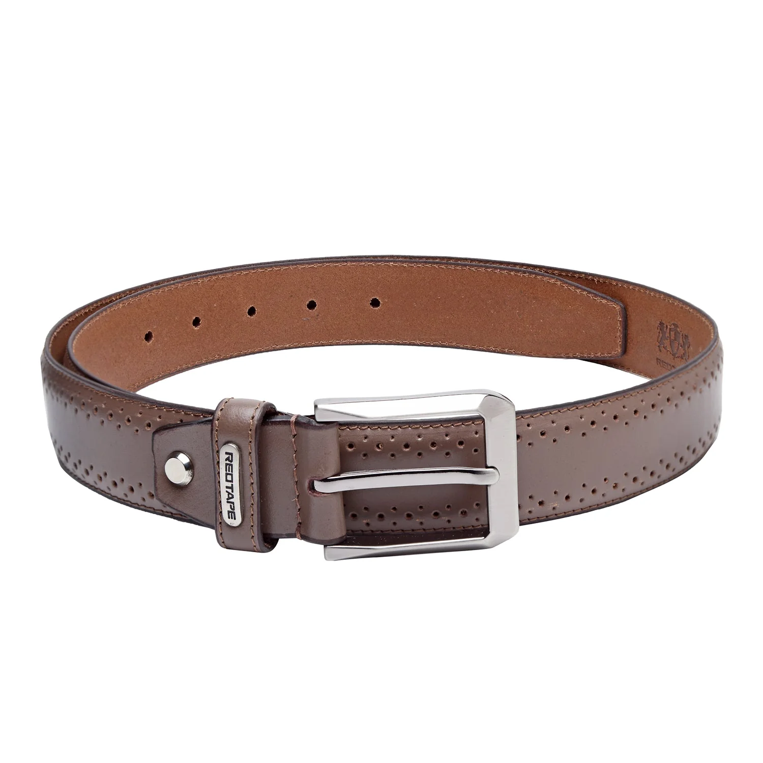 Men Brown Leather Belt - Image 3