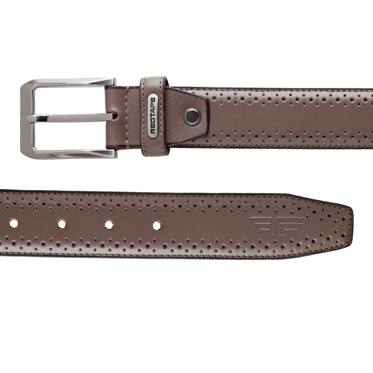 Men Brown Leather Belt - Image 4