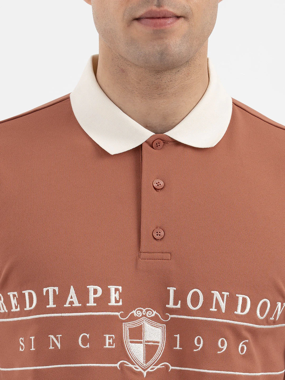 Red Tape Menâ€™s Burnt Orange Polo T-Shirt - Image 4