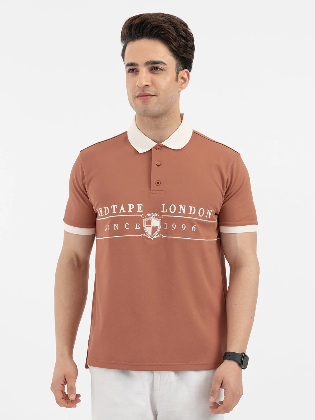 Red Tape Menâ€™s Burnt Orange Polo T-Shirt - Image 7
