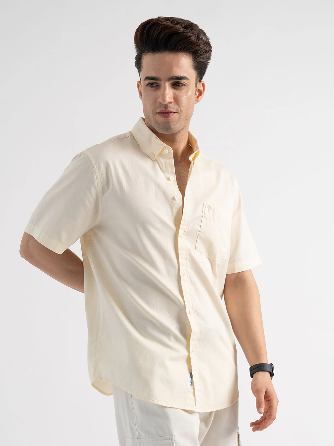 Menâ€™s Casual Pastel Yellow Shirt - Image 7