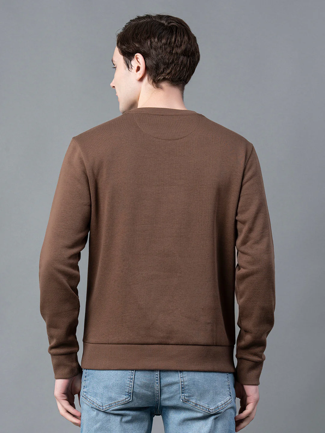 Men Dark Brown Graphic Print Sweatshirt - Image 3