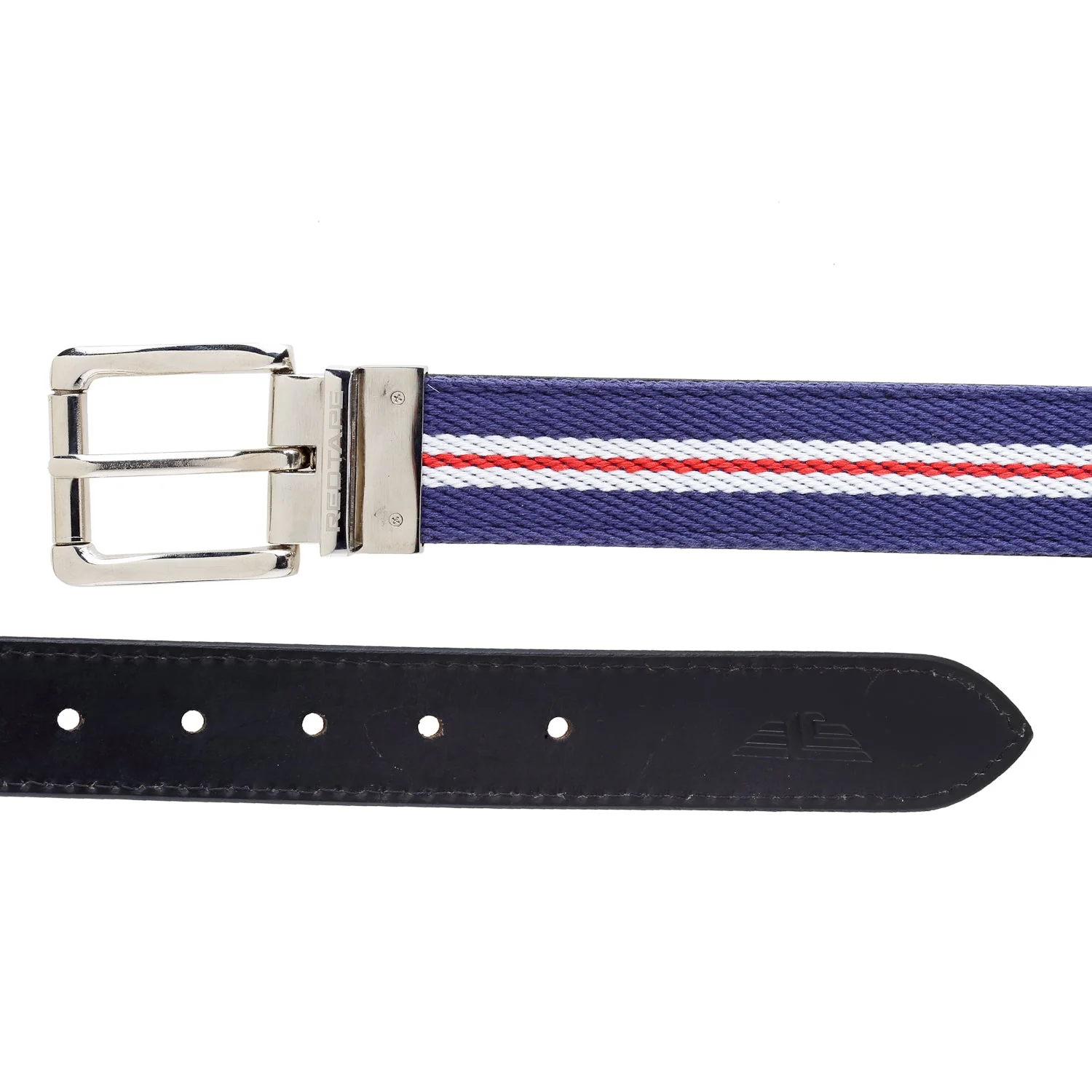 Men Navy Black Leather Reversible Belt - Image 3