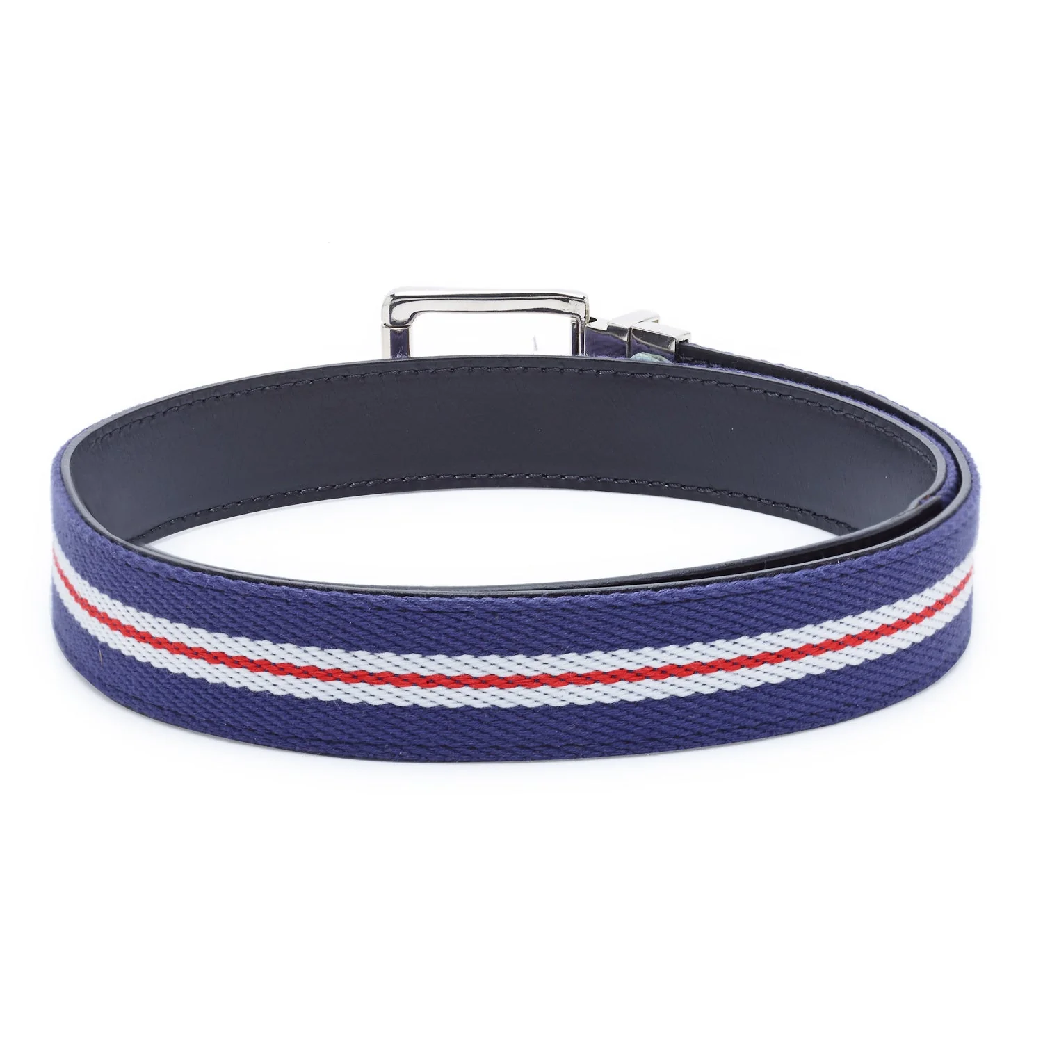 Men Navy Black Leather Reversible Belt - Image 5