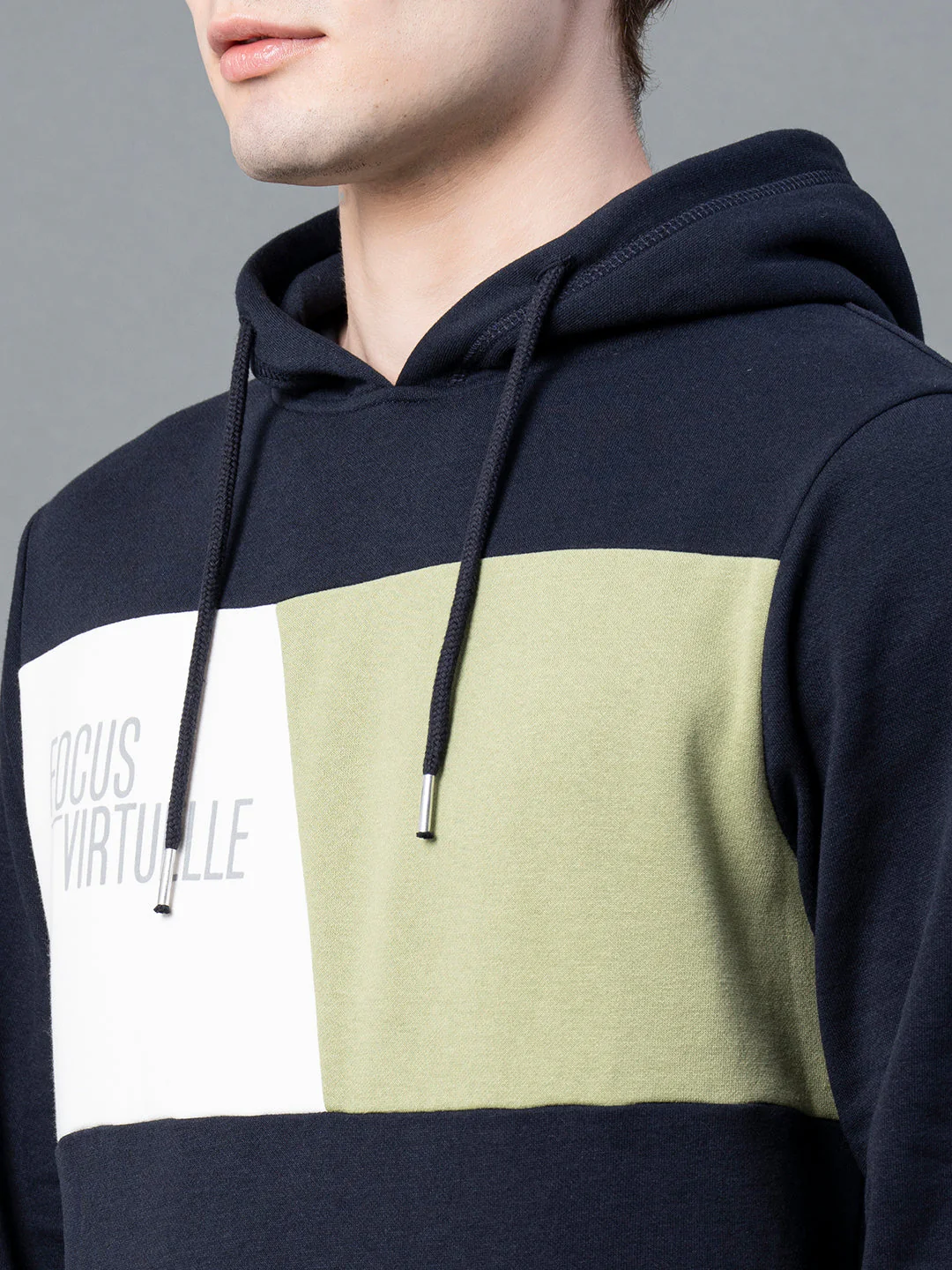 Men Navy Graphic Print Hoodie - Image 4