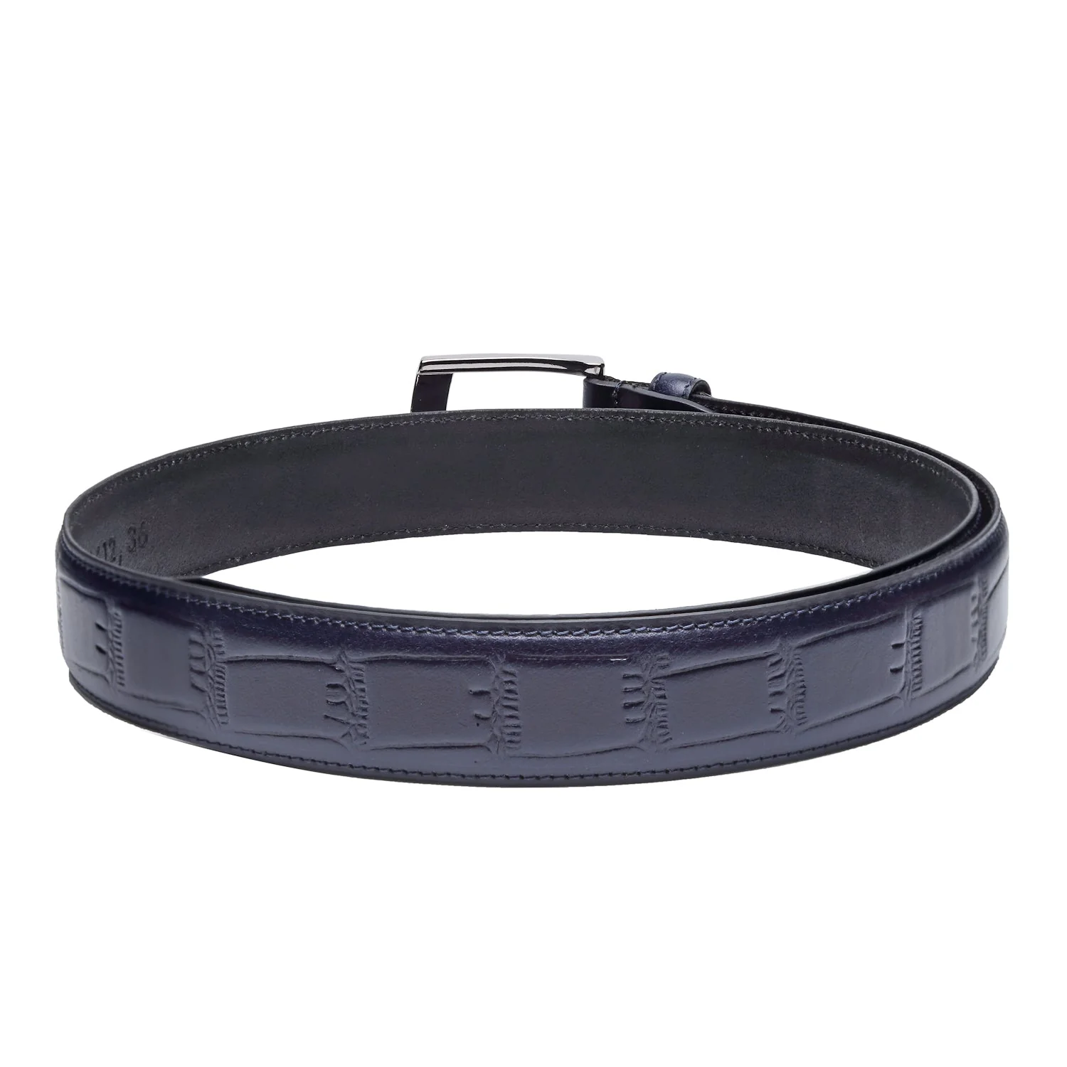 Men Navy Leather Belt - Image 5