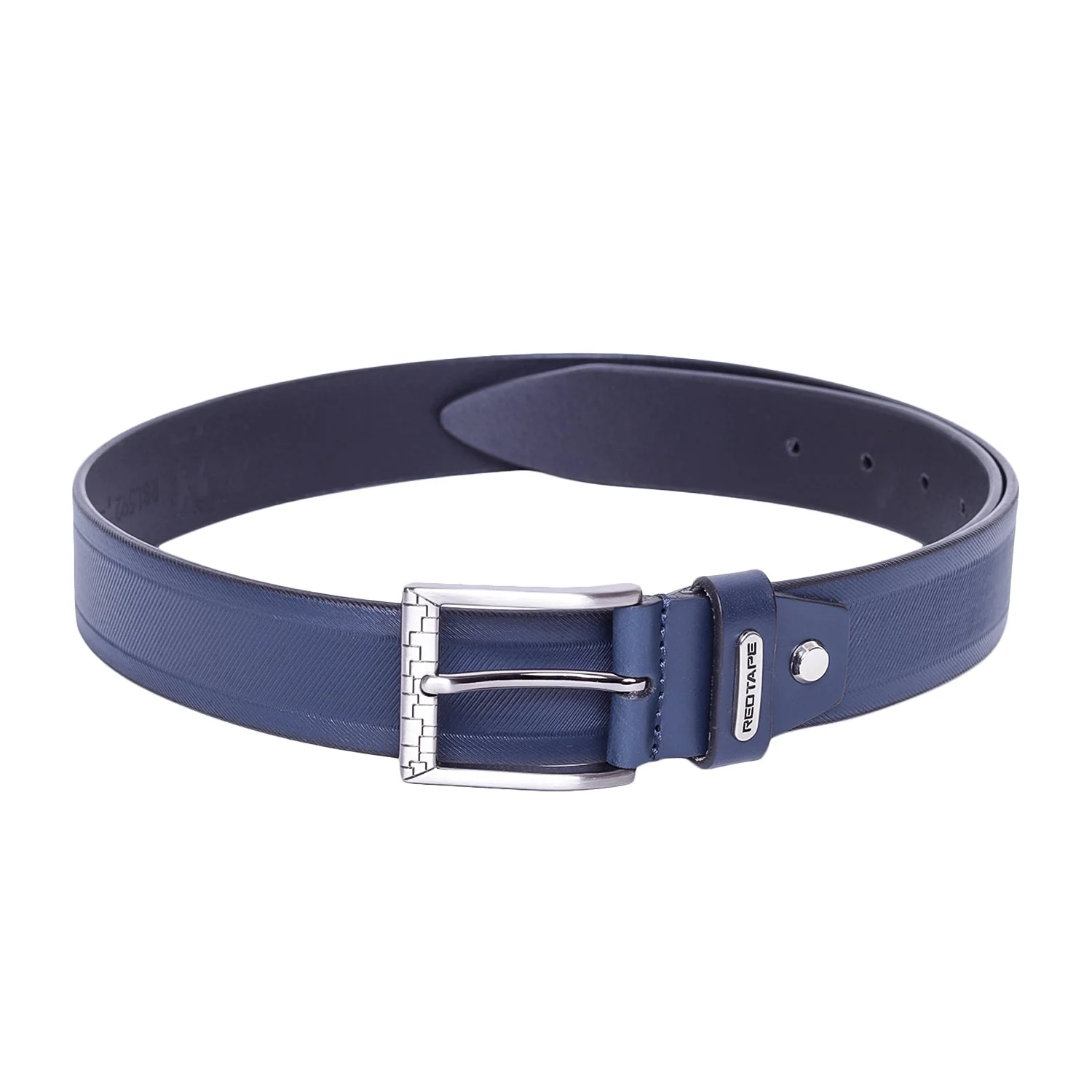 Men Navy Leather Belt - Image 3