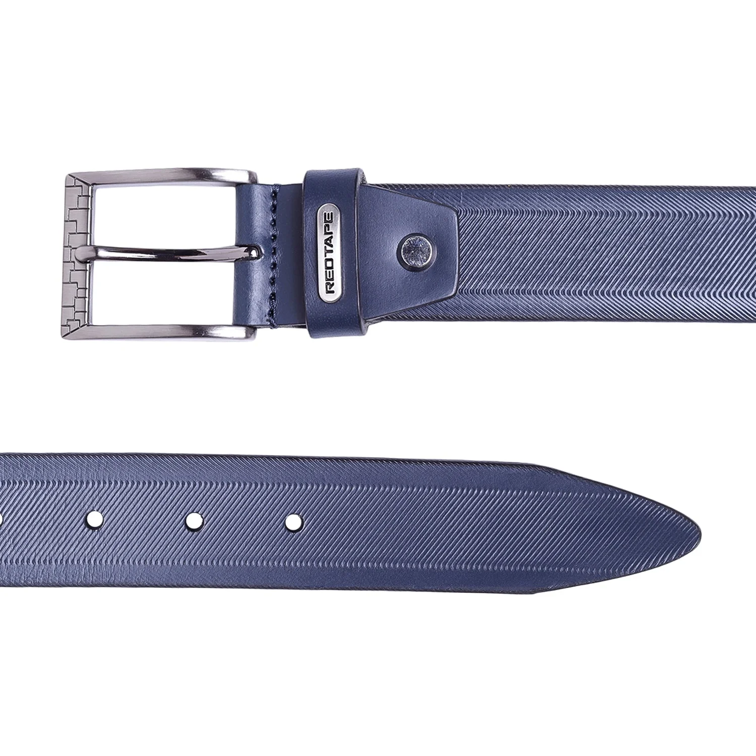 Men Navy Leather Belt - Image 4