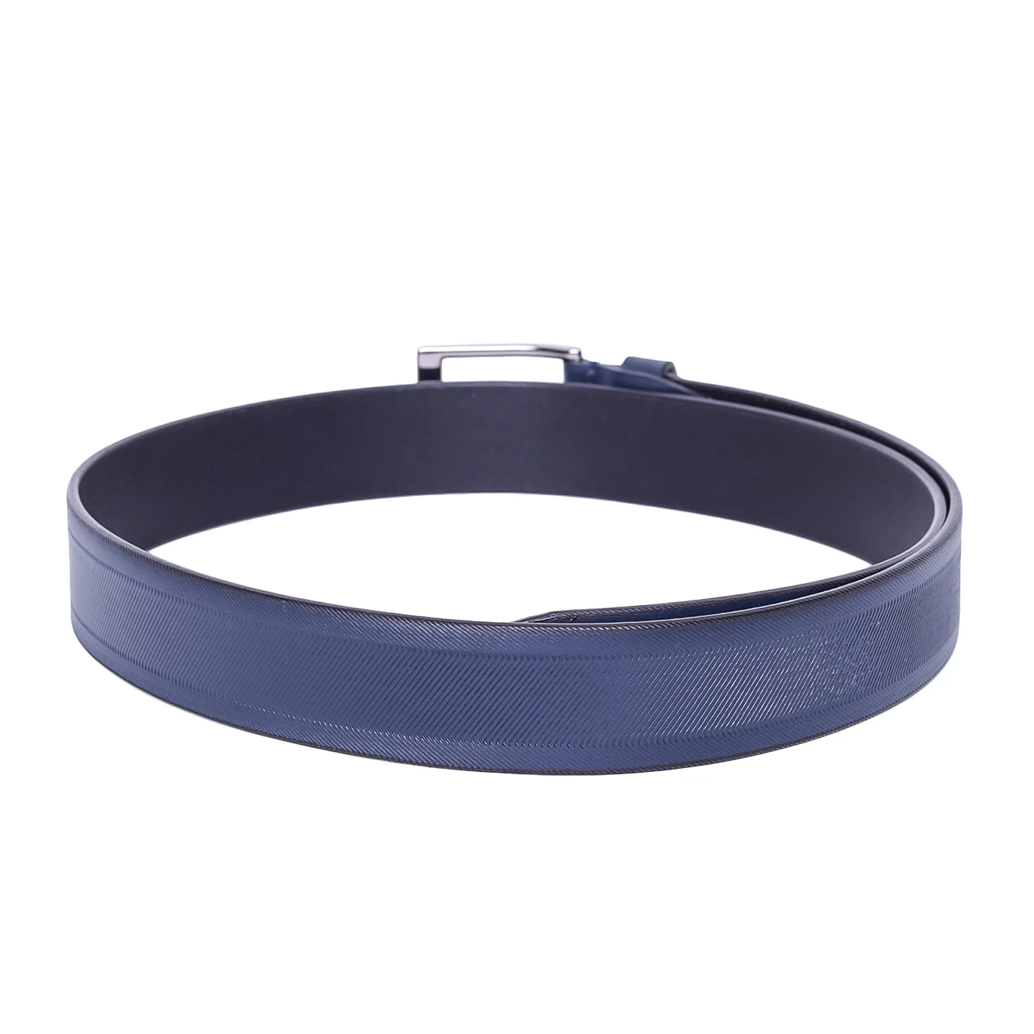 Men Navy Leather Belt - Image 5
