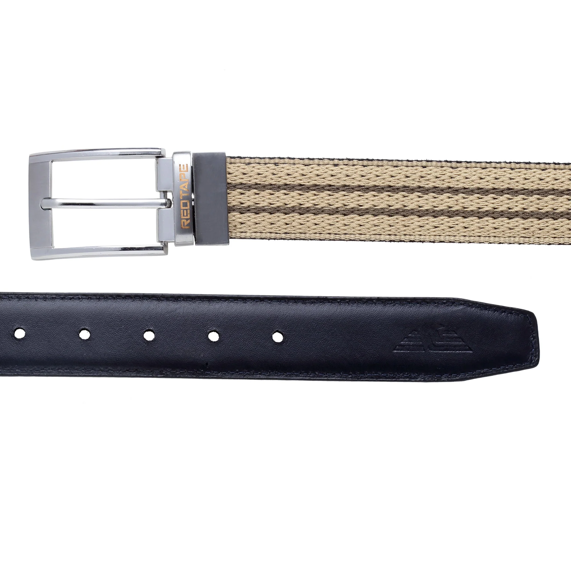 Men Navy Leather Reversible Belt - Image 4