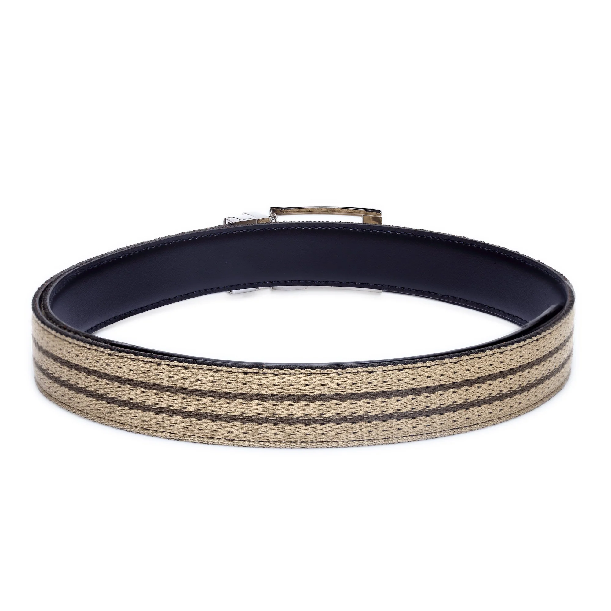 Men Navy Leather Reversible Belt - Image 6